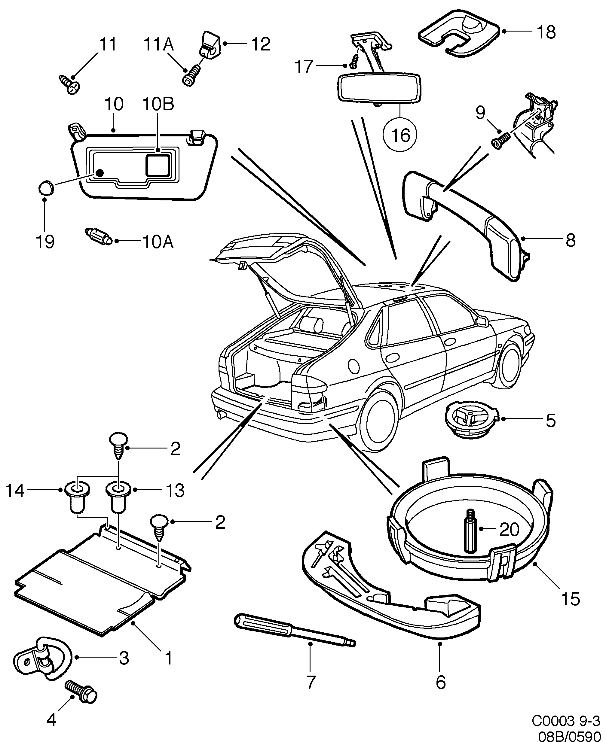 Saab 9-3 (9400) Other interior equipment diagram