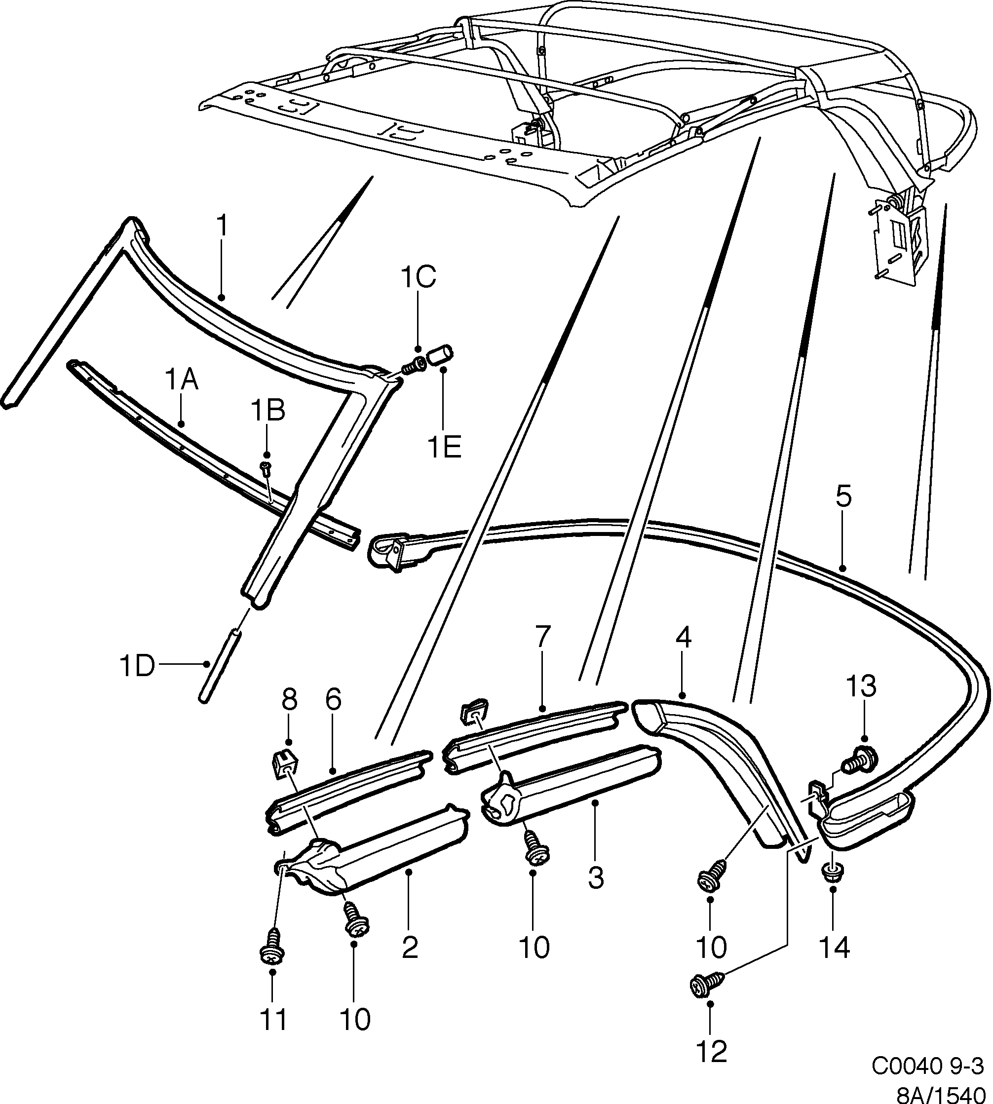 Saab 9-3 (9400) Other sealings, Part 1 diagram