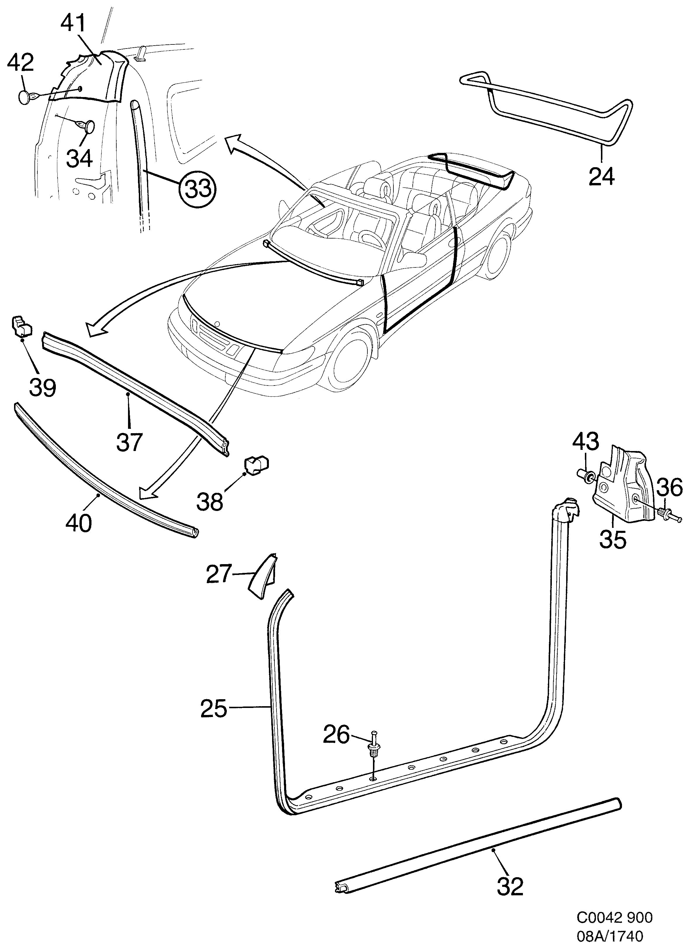 Saab 900 Other sealings, Part 2 diagram