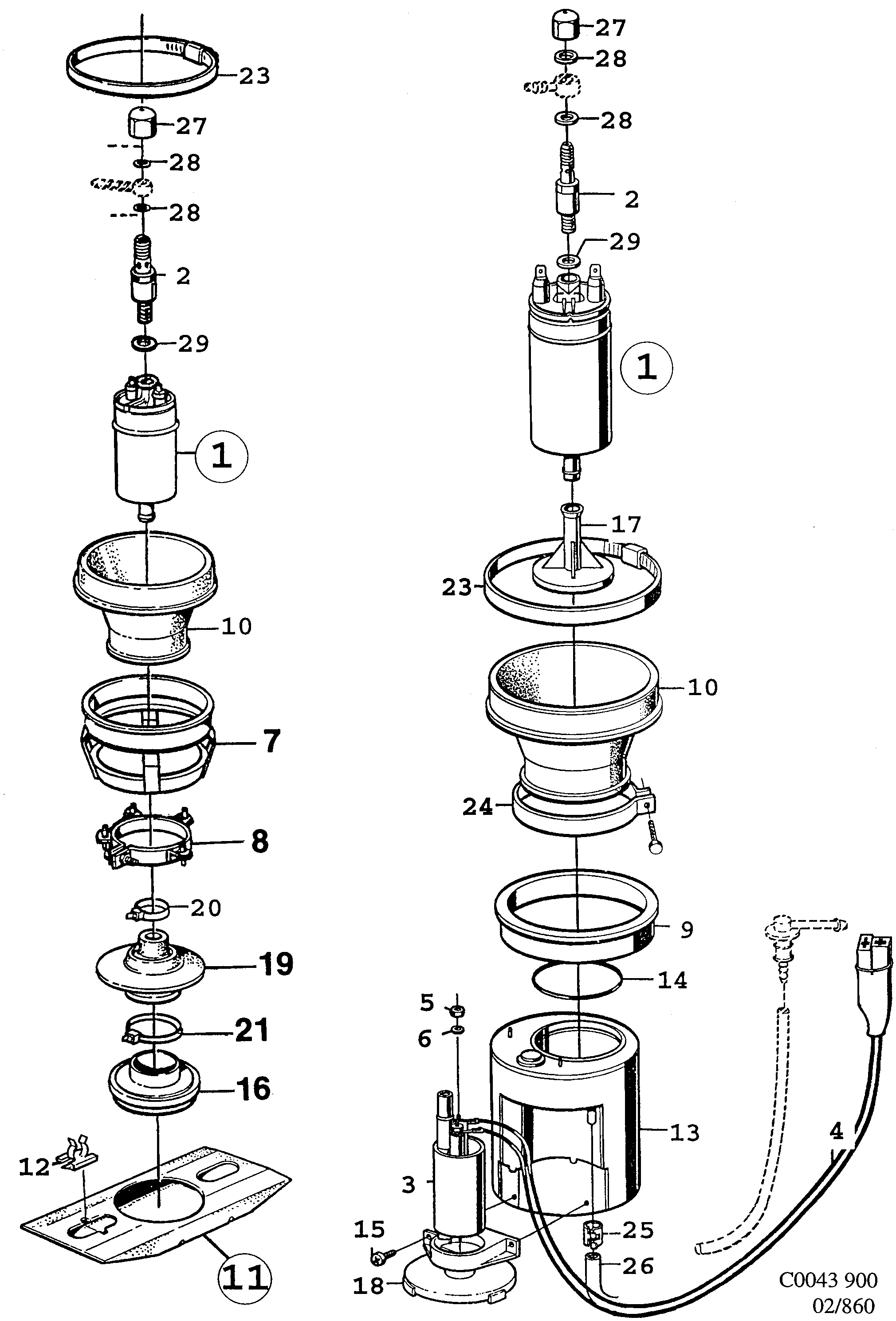 Saab 900 Fuel pump diagram