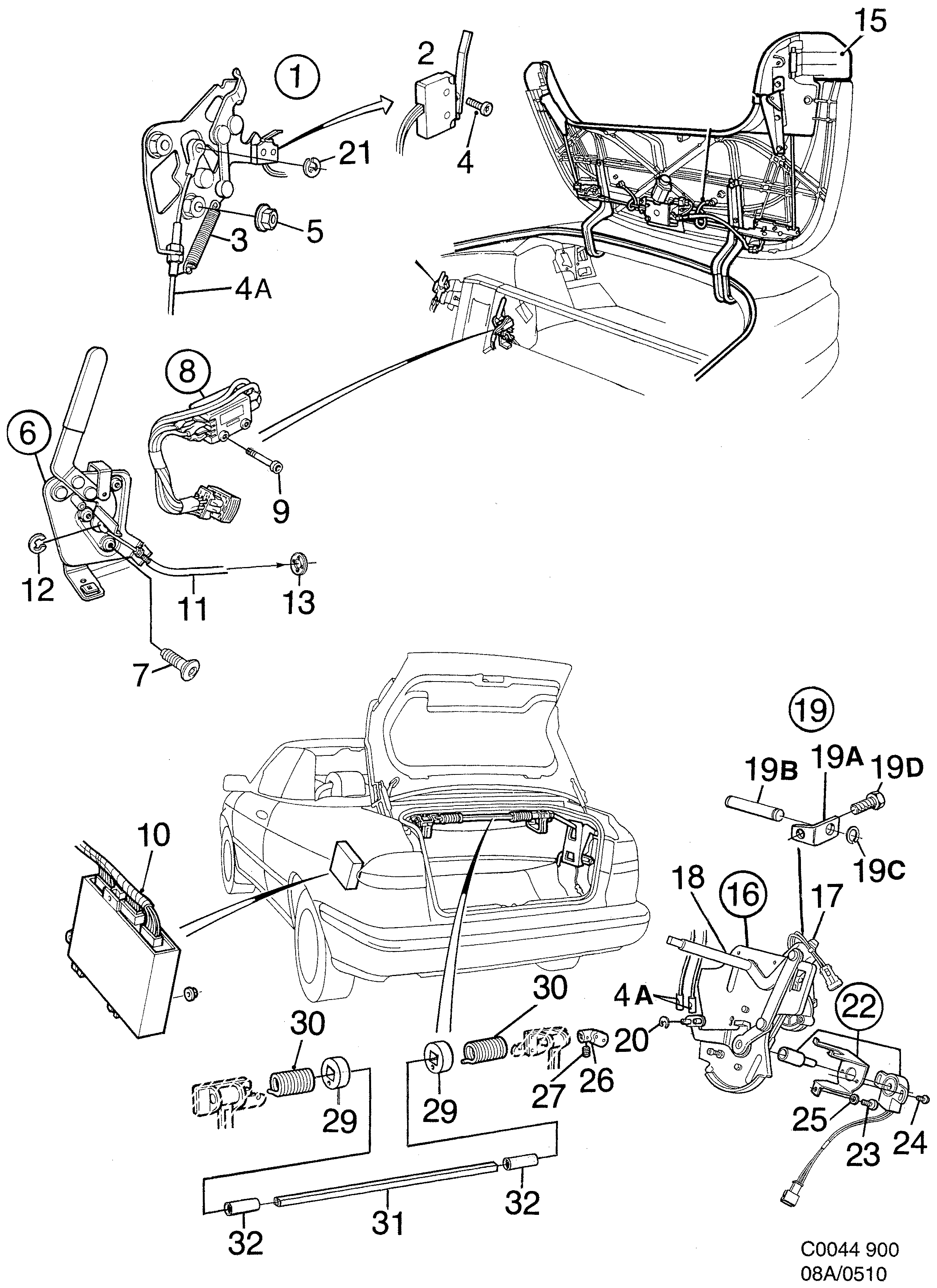 Saab 900 Tonneau cover Part 1 diagram
