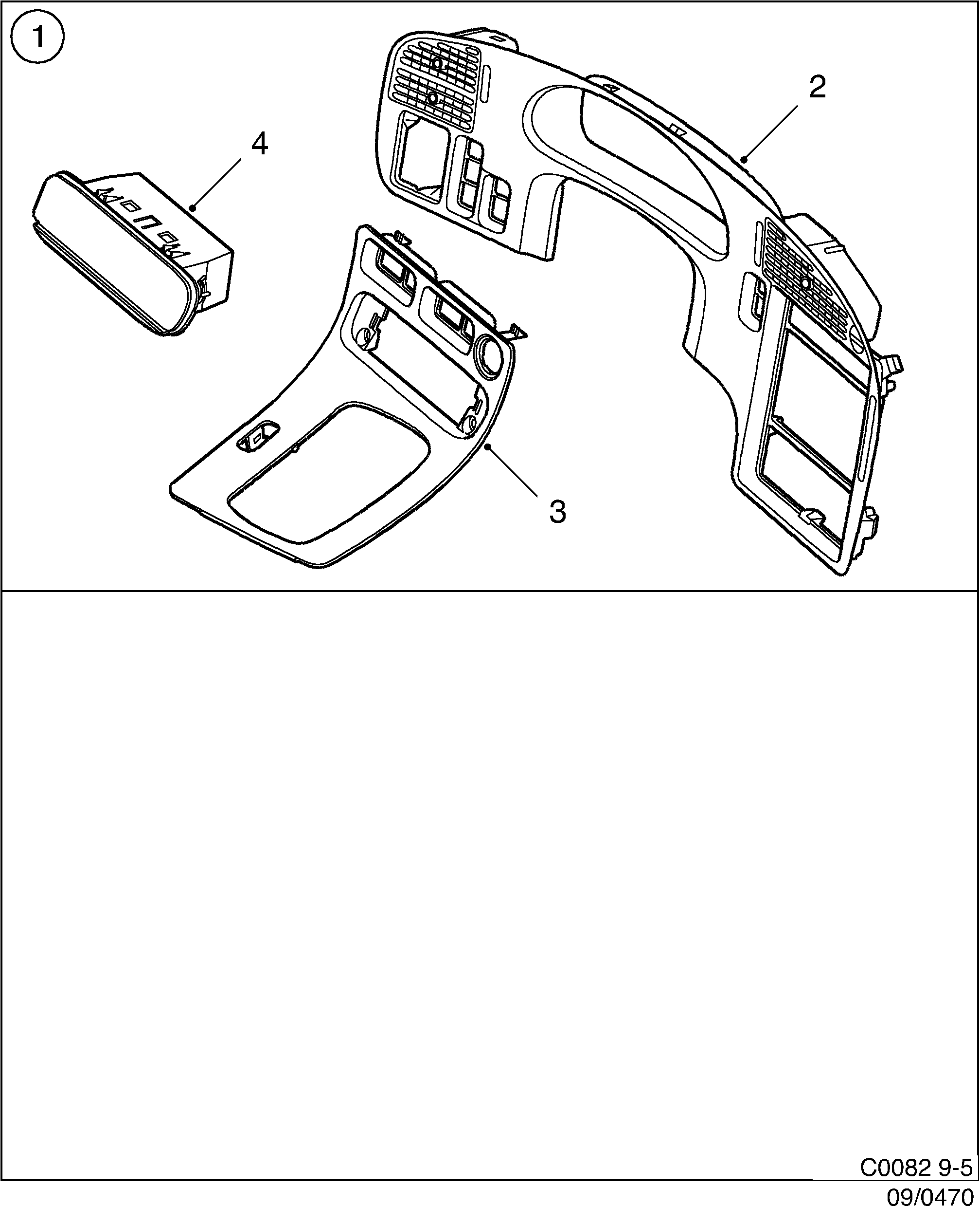 Saab 9-5 (9600) Instrument plate carbon fibre diagram