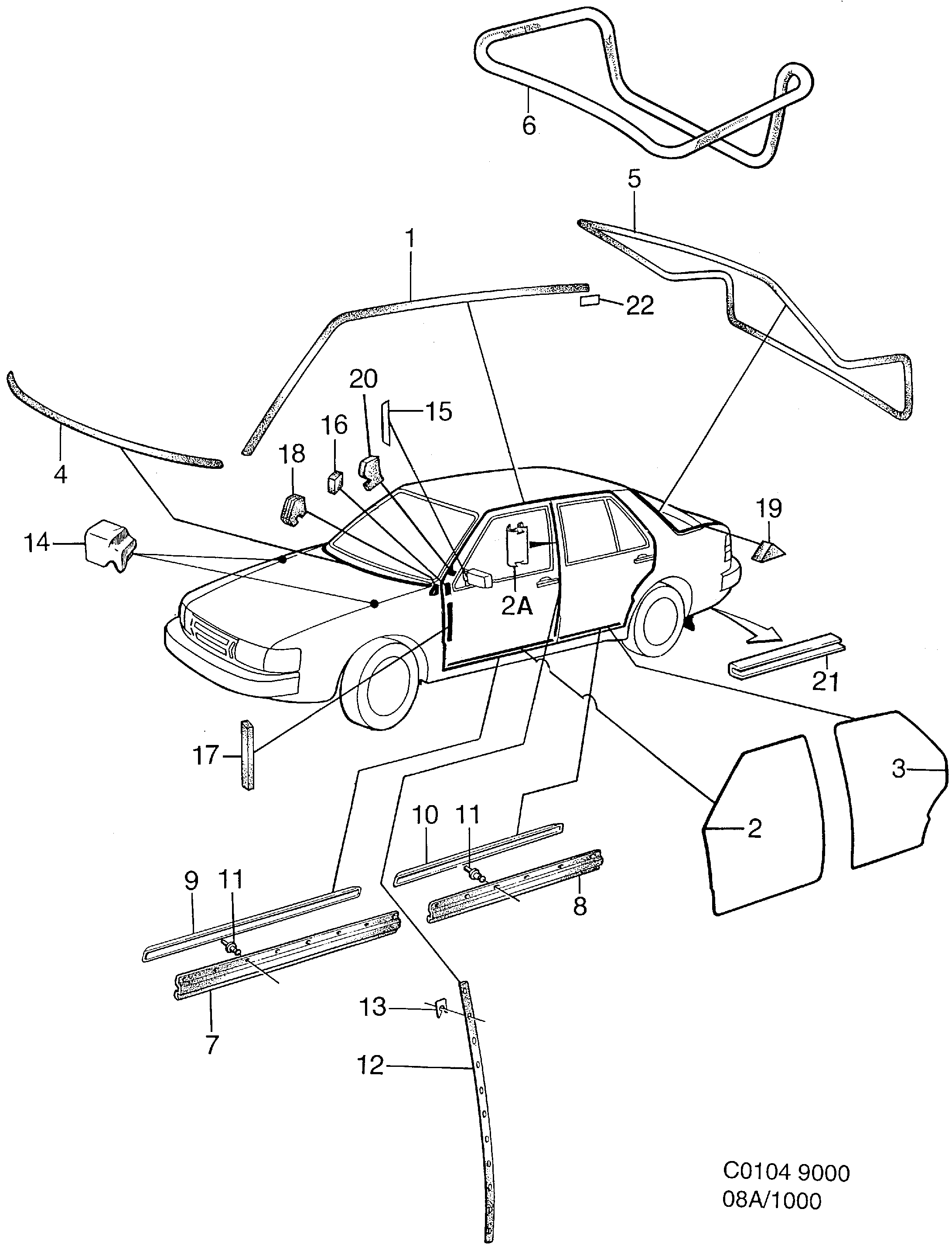 Saab 9000 Other sealings diagram