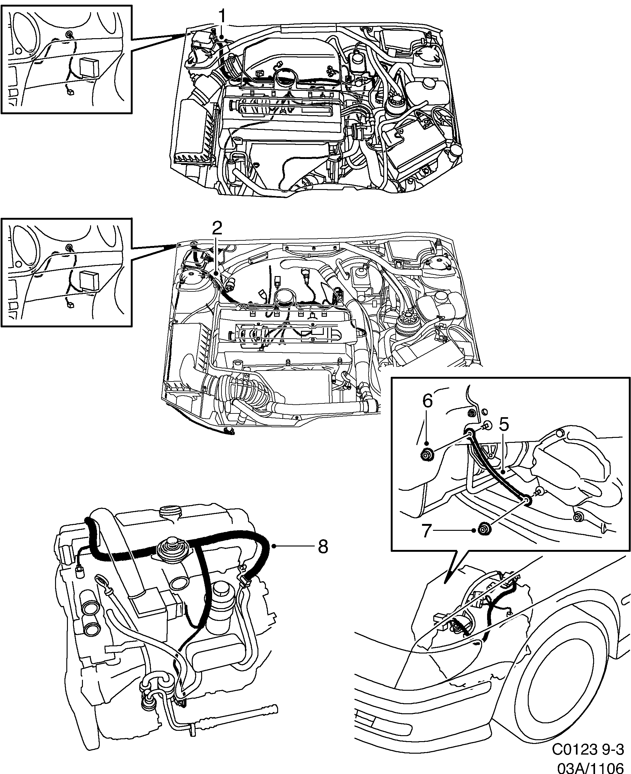 Saab 9-3 (9400) Motor, transmission diagram