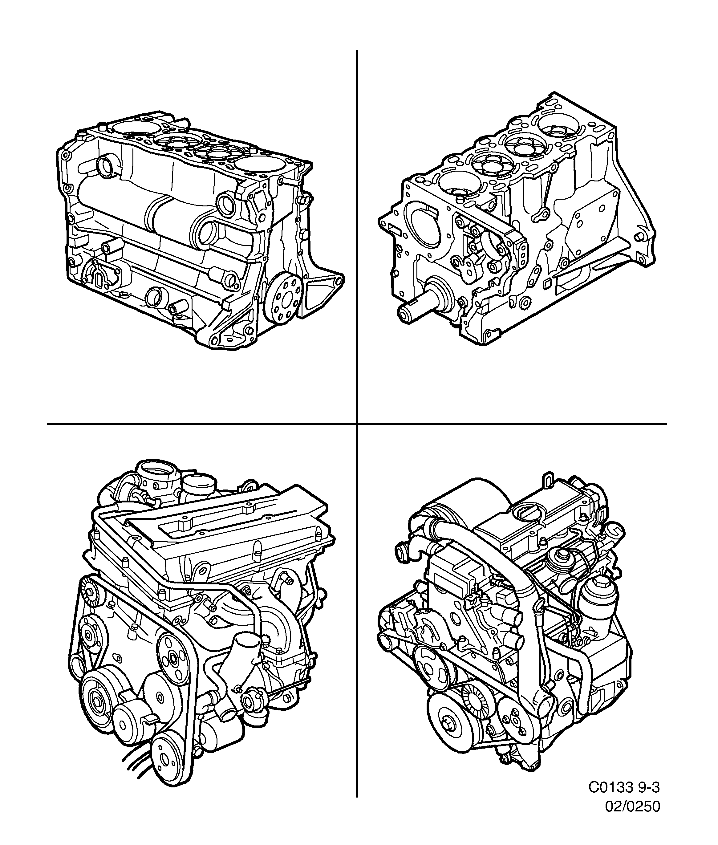 Saab 9-3 (9400) Short engine Motor diagram