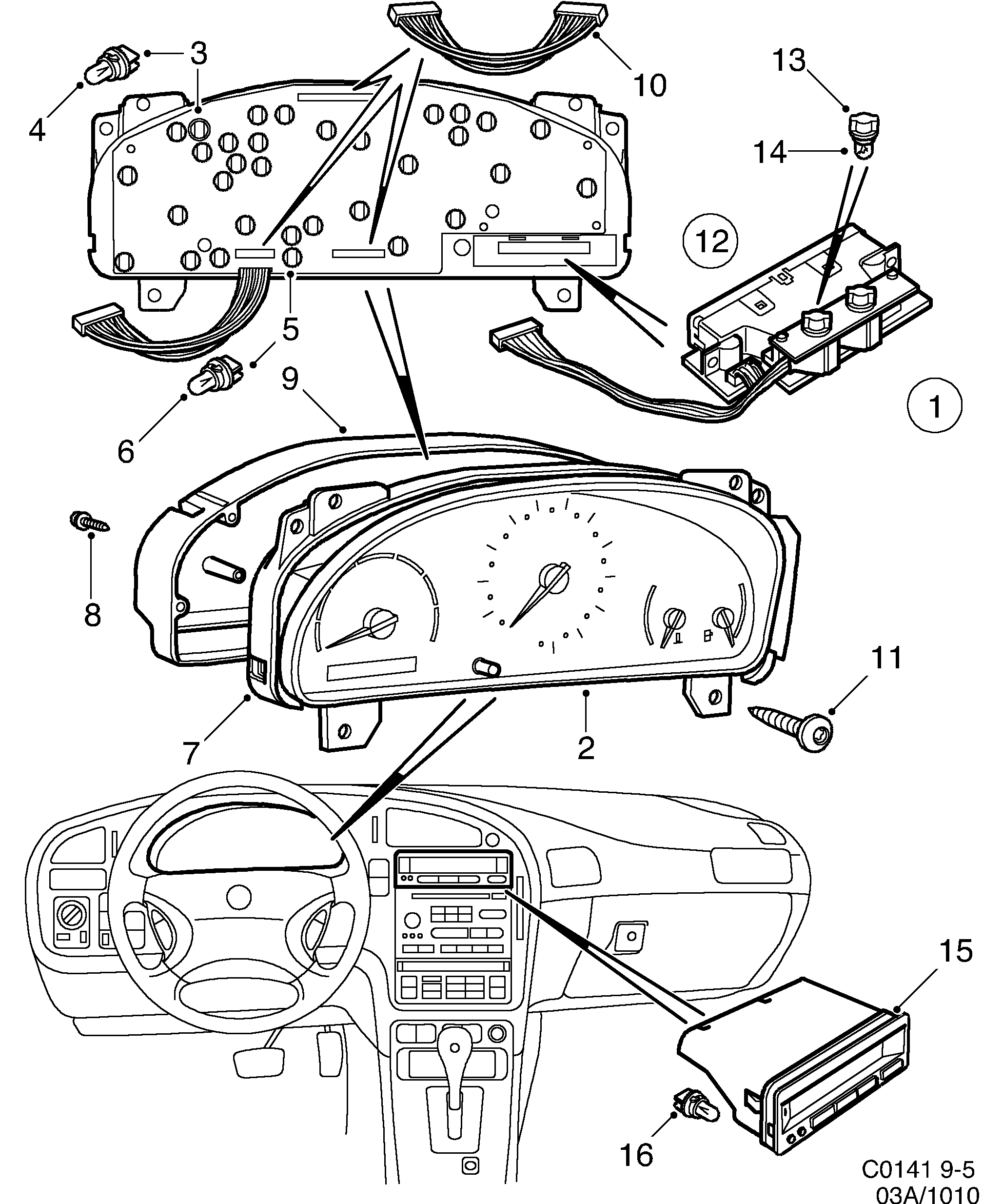 Saab 9-5 (9600) Instrument diagram
