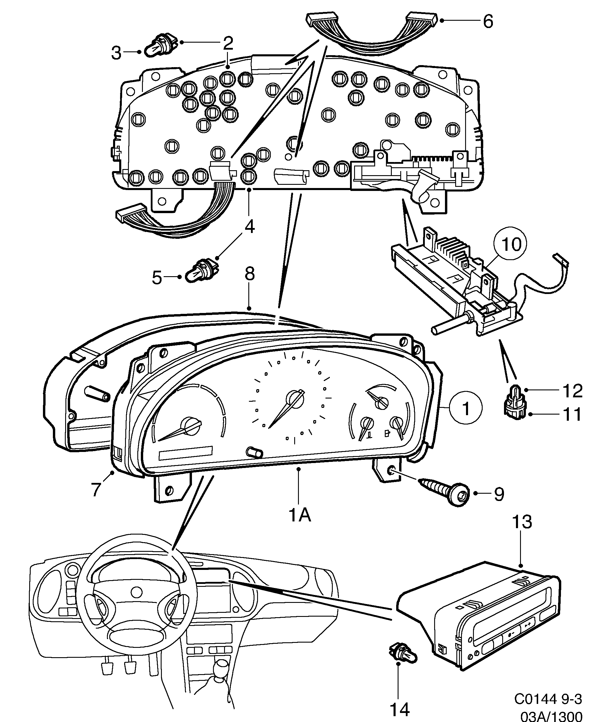 Saab 9-3 (9400) Instrument diagram