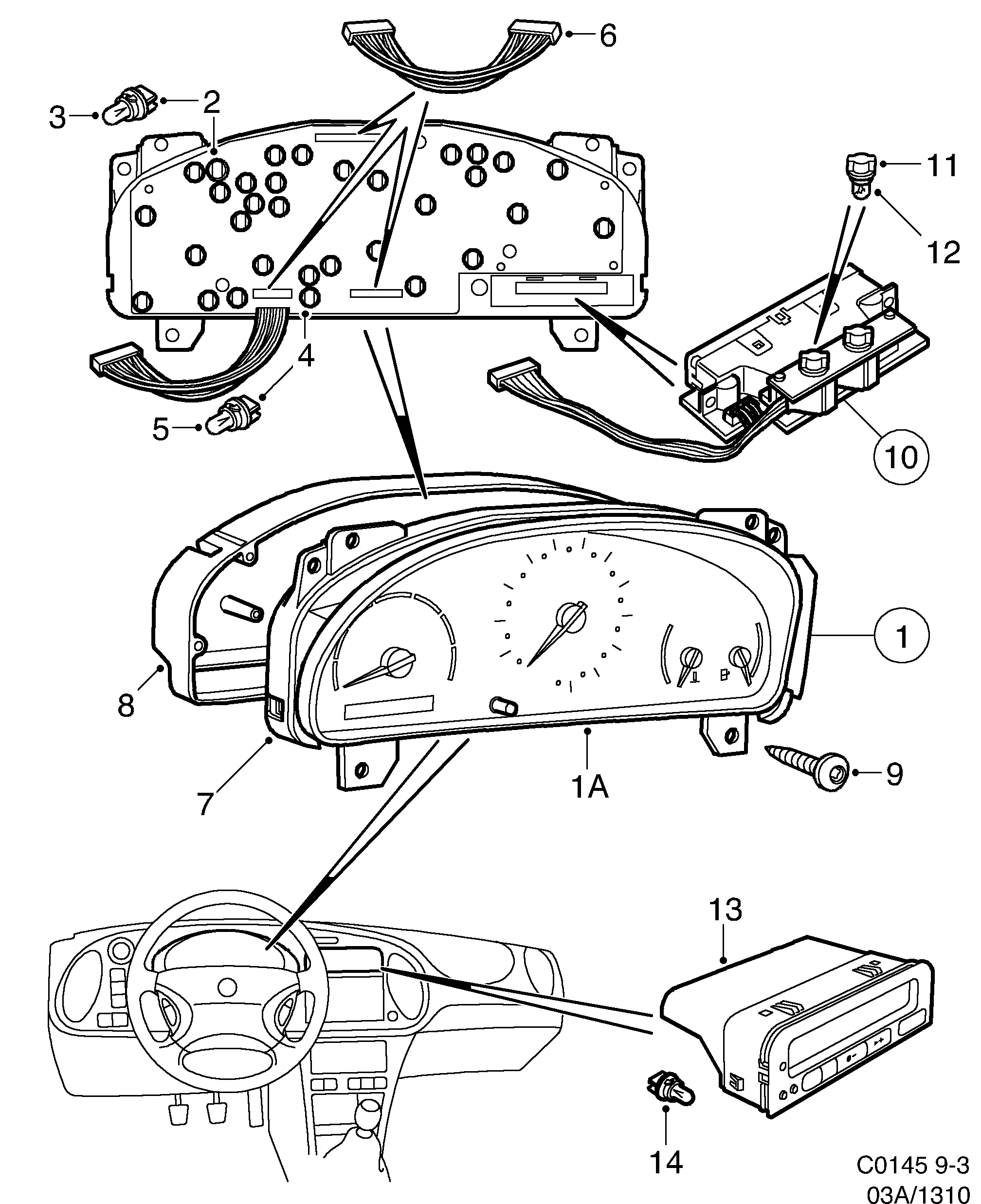 Saab 9-3 (9400) Instrument diagram