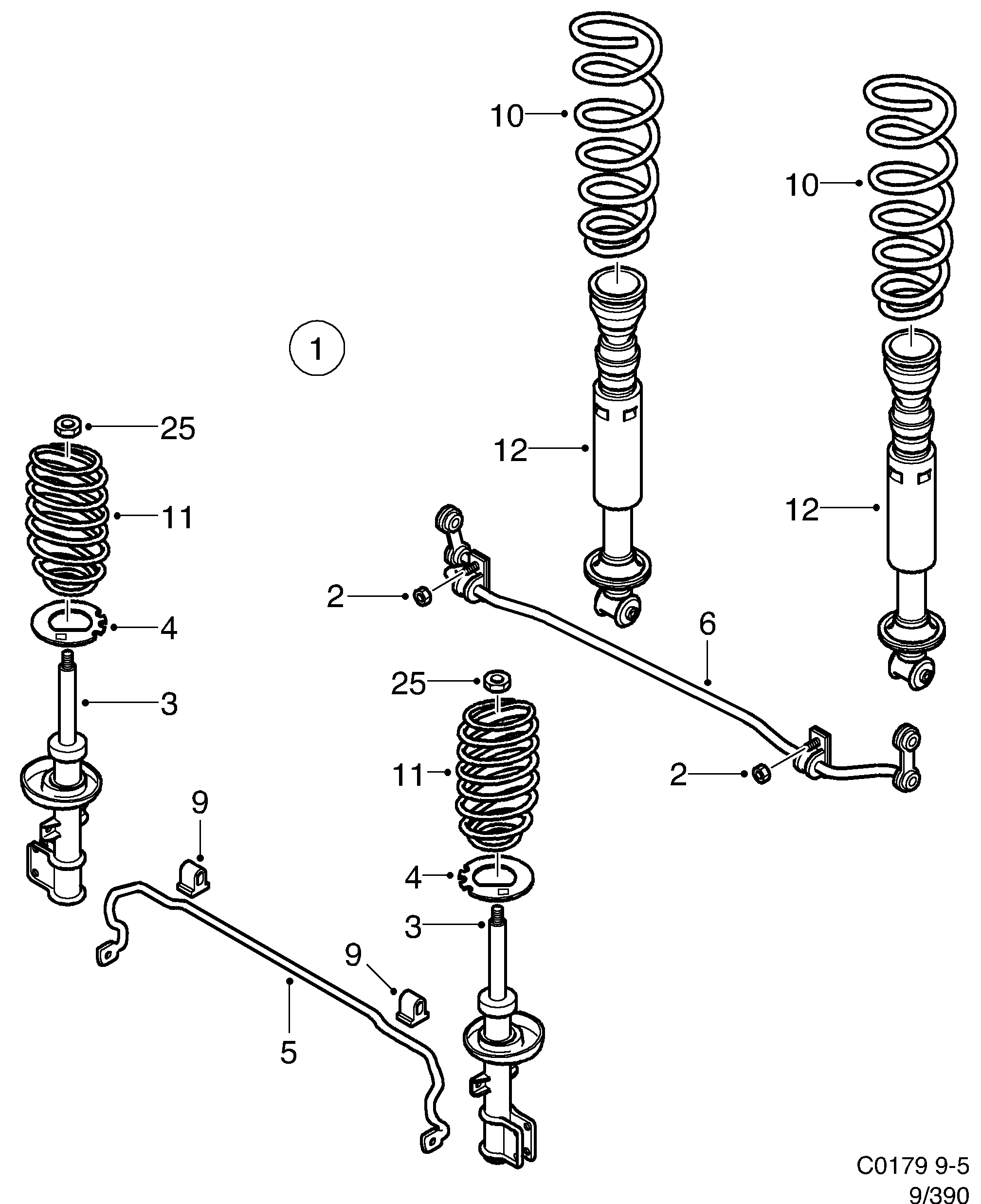 Saab 9-5 (9600) Sports chassi diagram