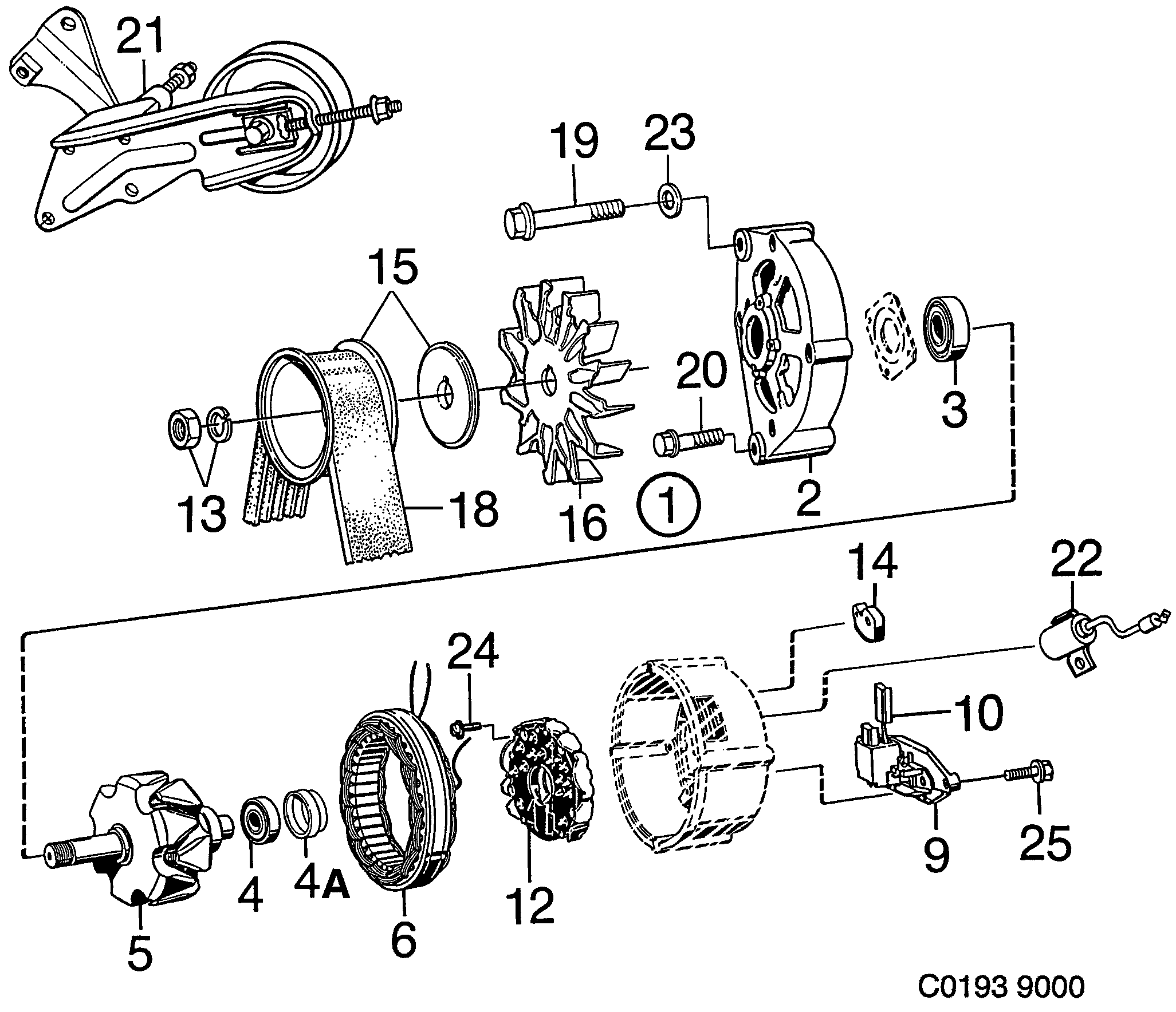 Saab 9000 Bosch 80A diagram