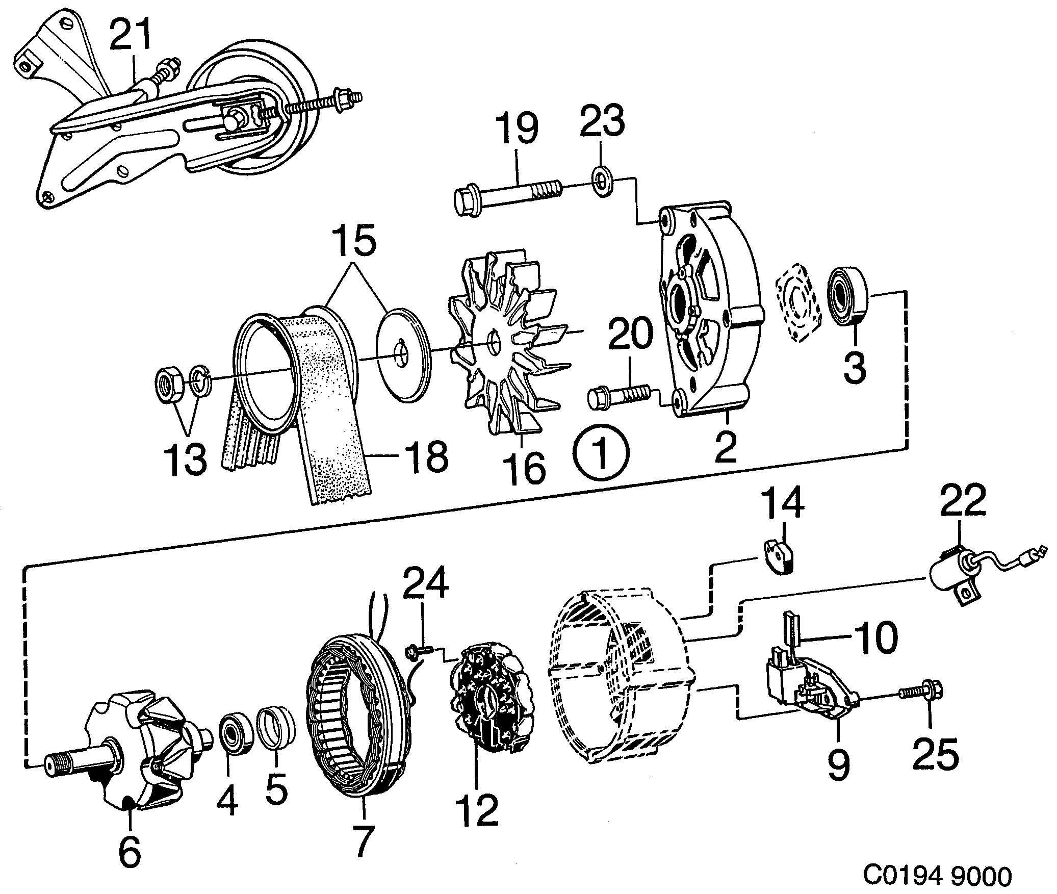 Saab 9000 Bosch 80A diagram