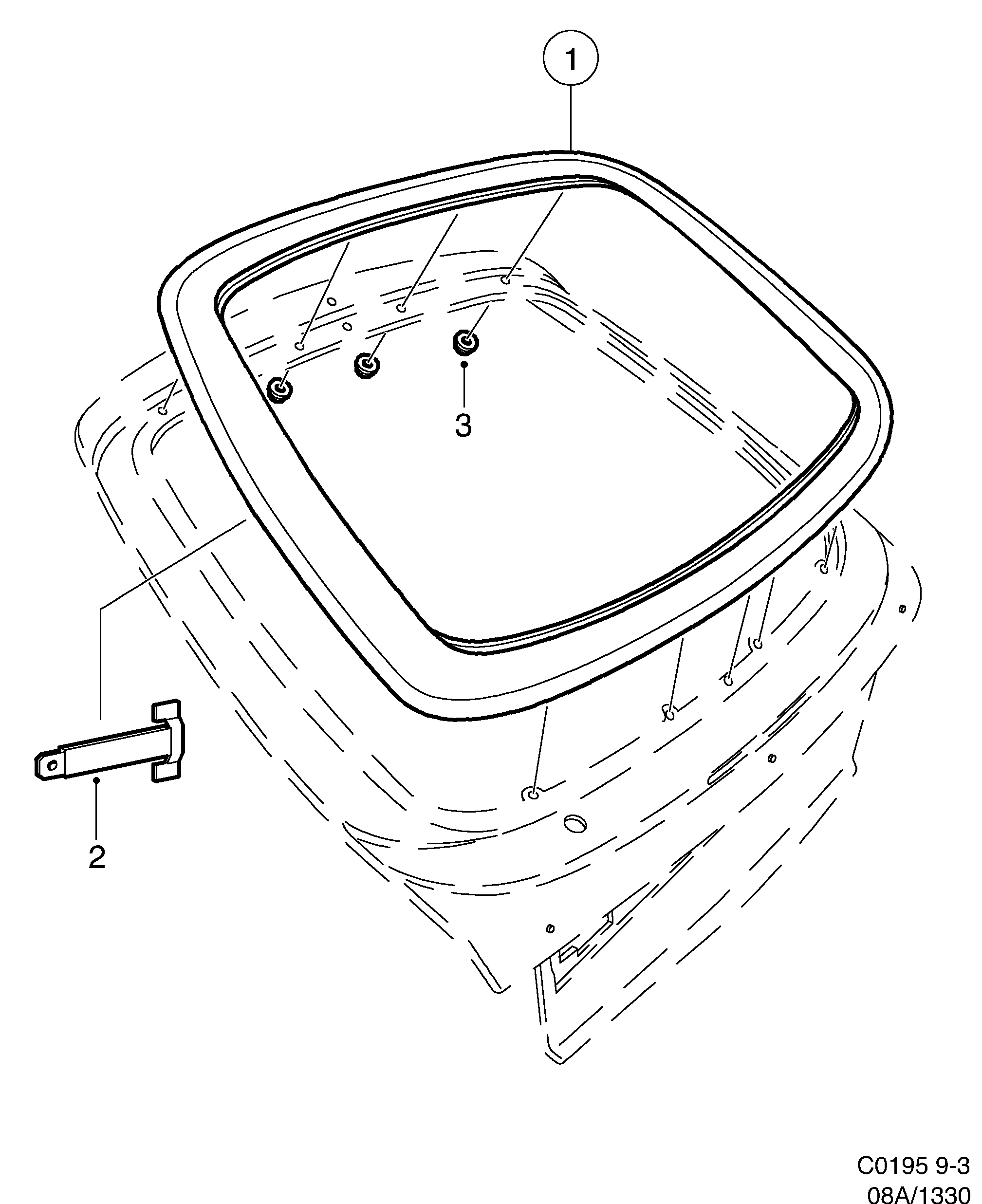 Saab 9-3 (9400) Rear window diagram