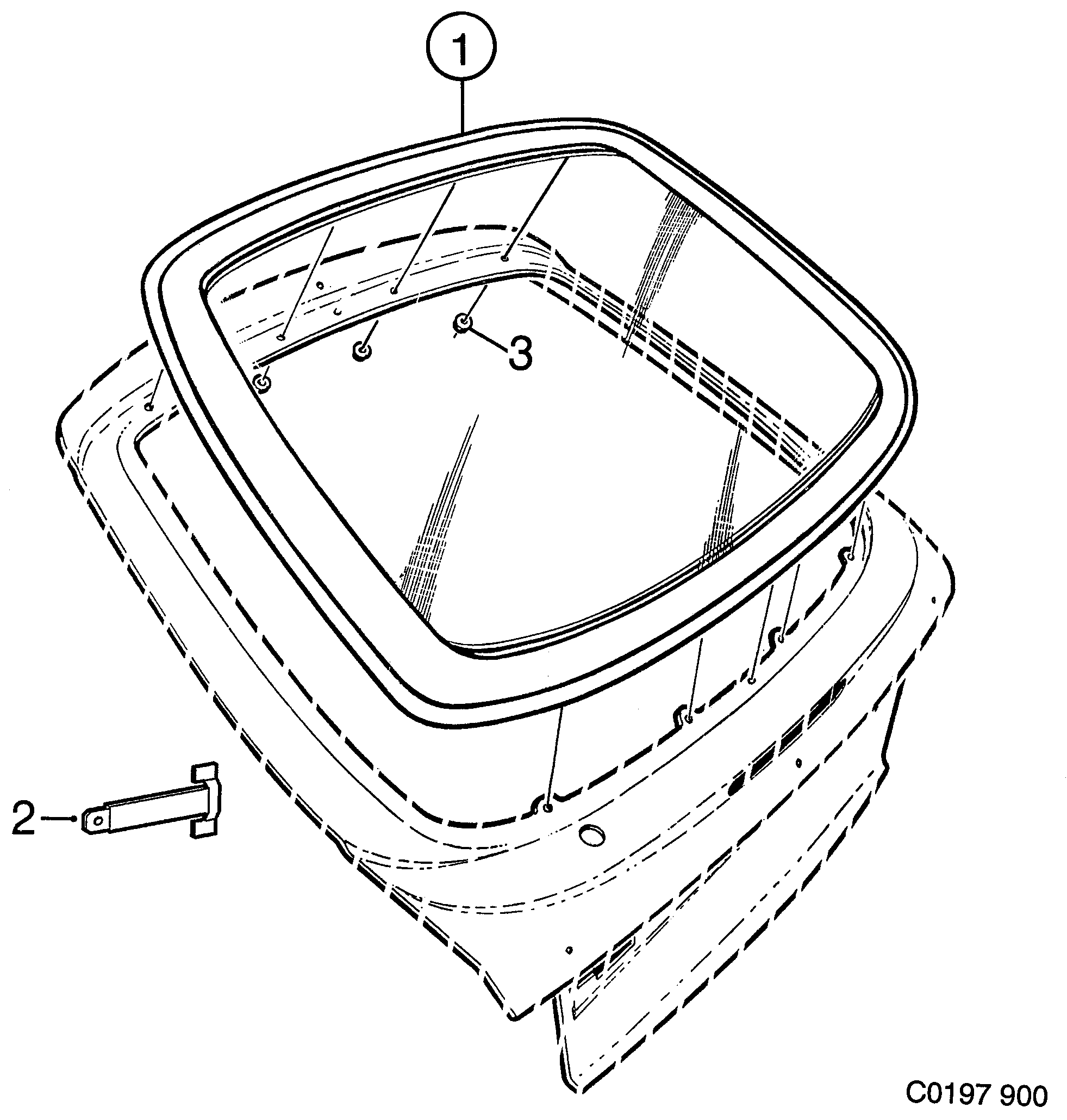 Saab 900 Rear window diagram