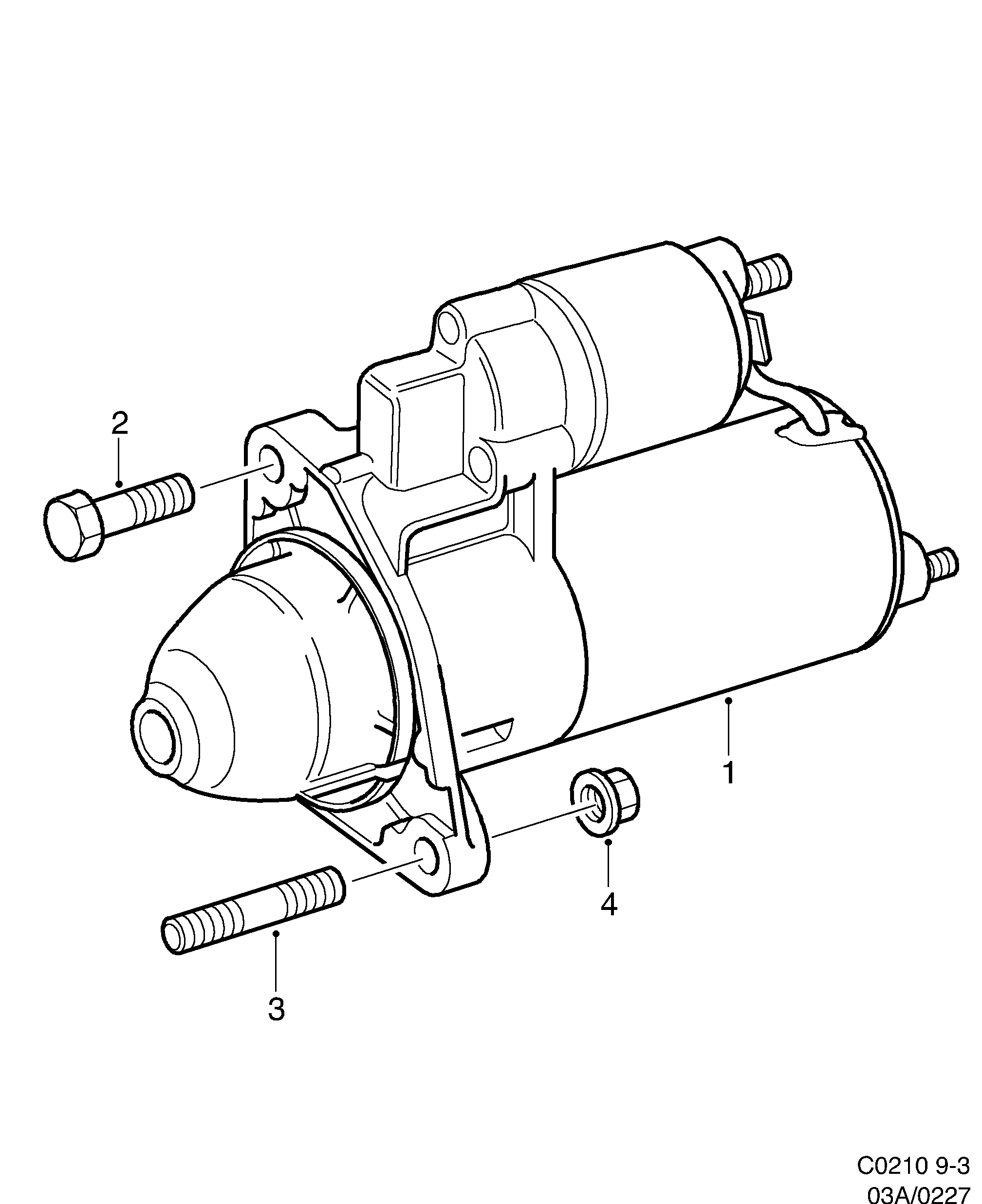 Saab 9-3 (9400) Starter motor diagram