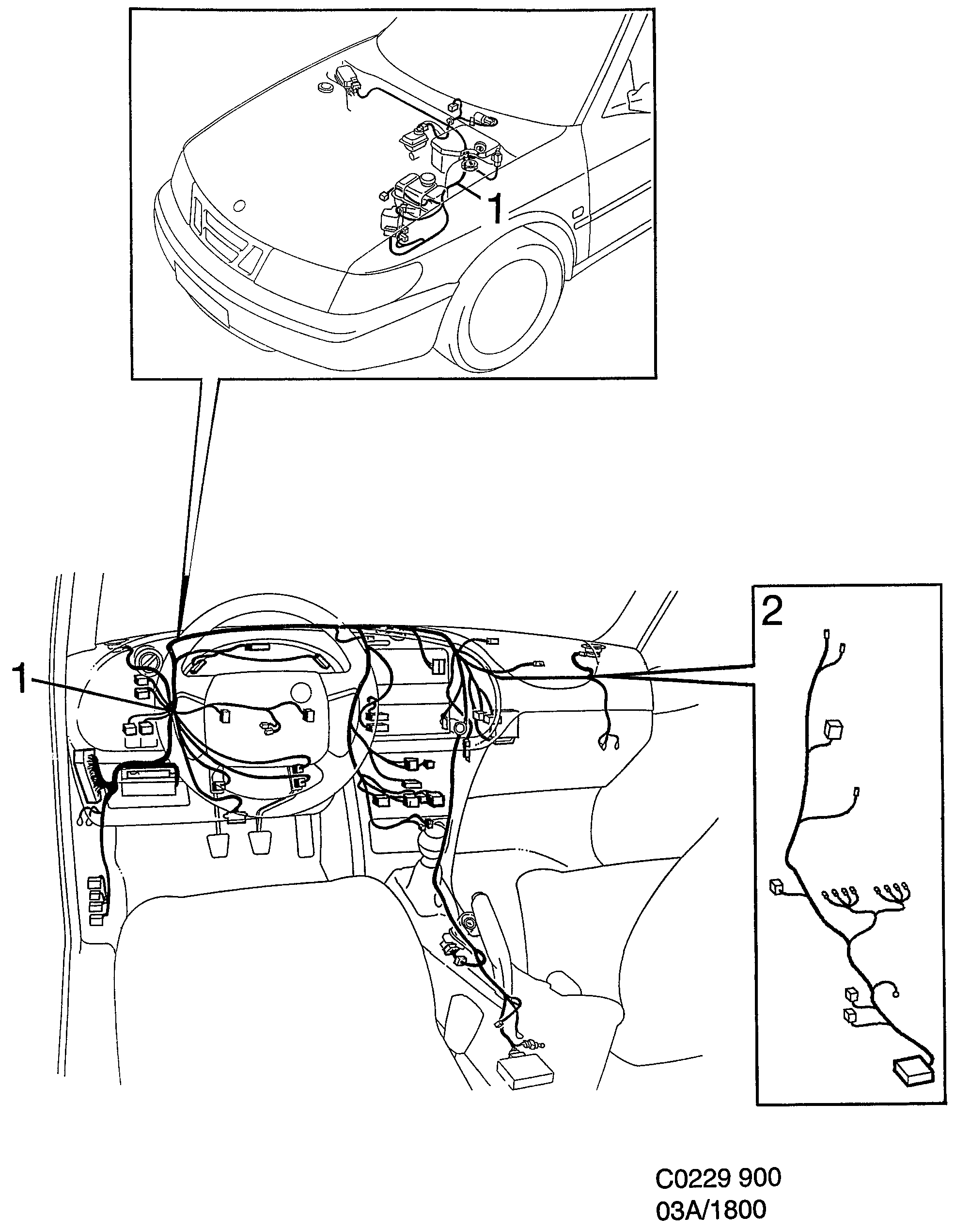 Saab 900 Instrument panel diagram
