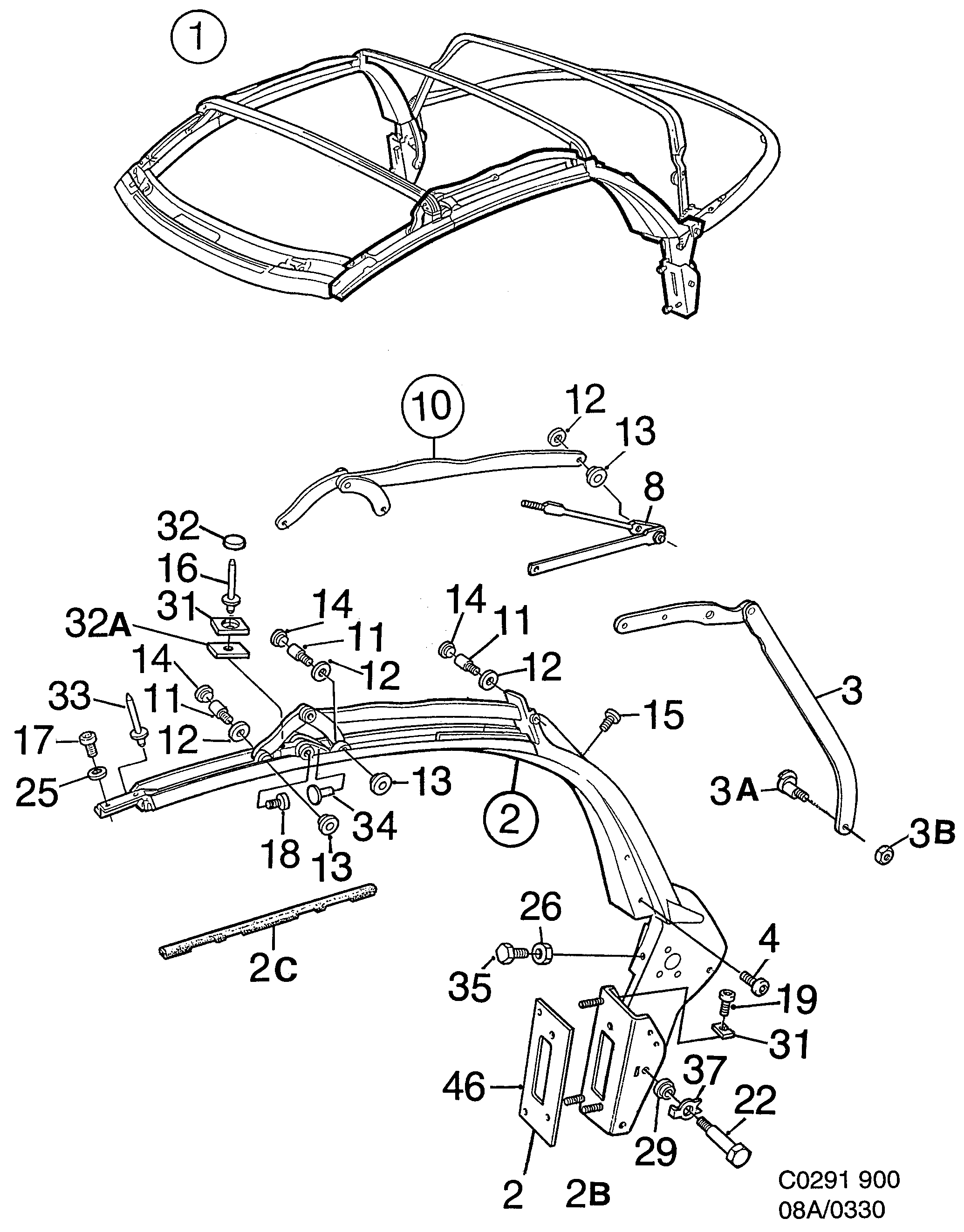 Saab 900 Side member diagram