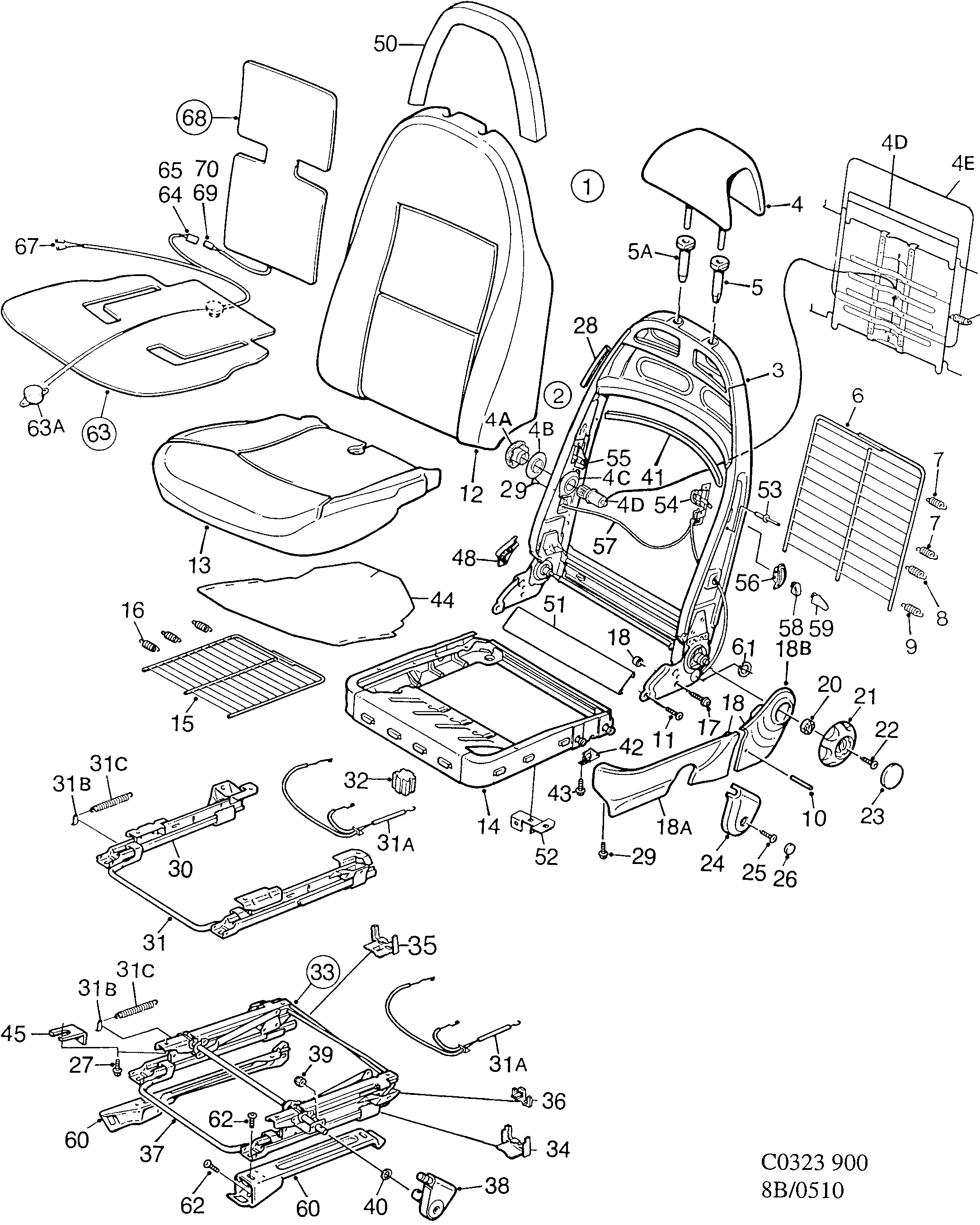 Saab 900 Seat Manuel diagram