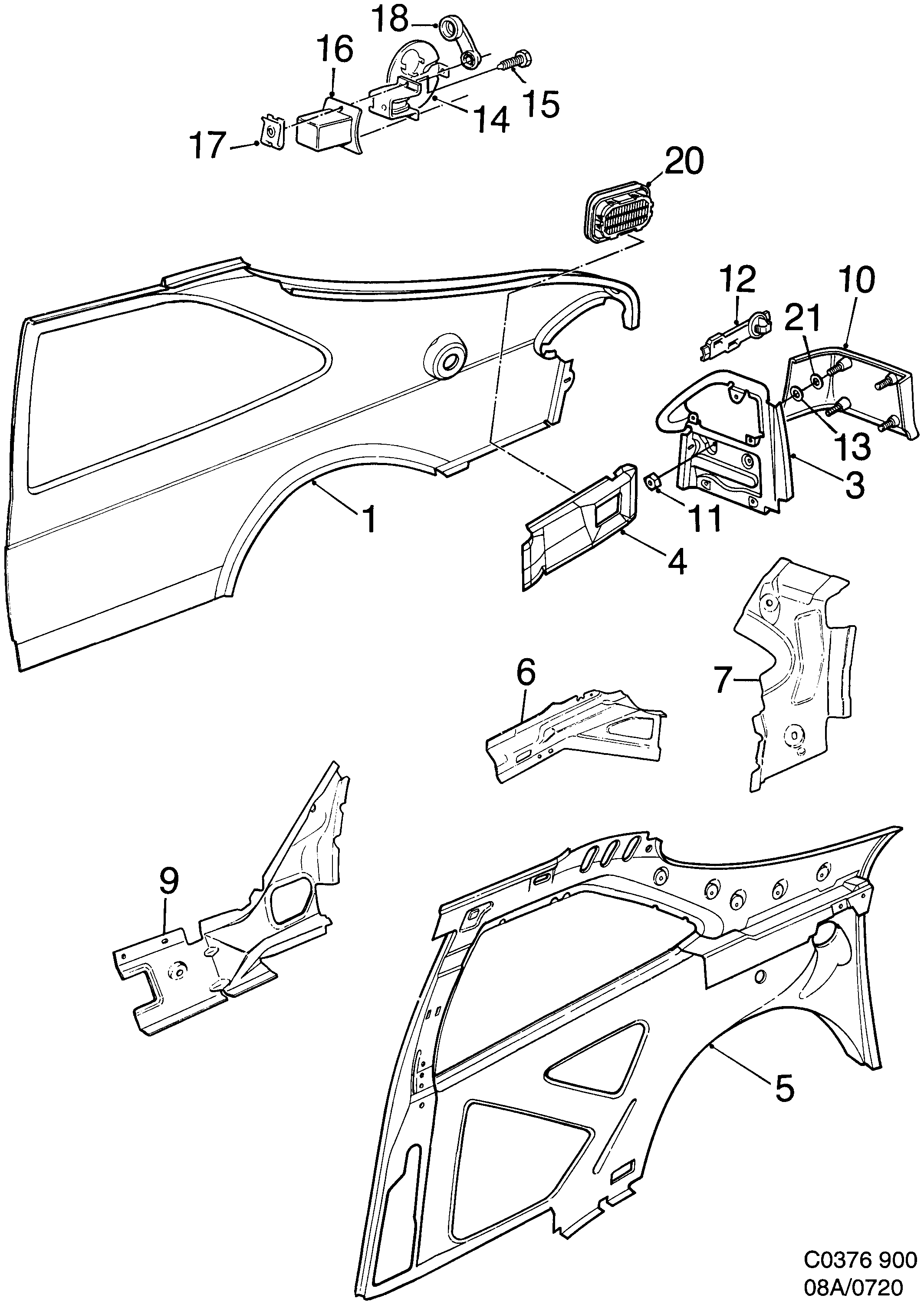 Saab 900 Valance diagram