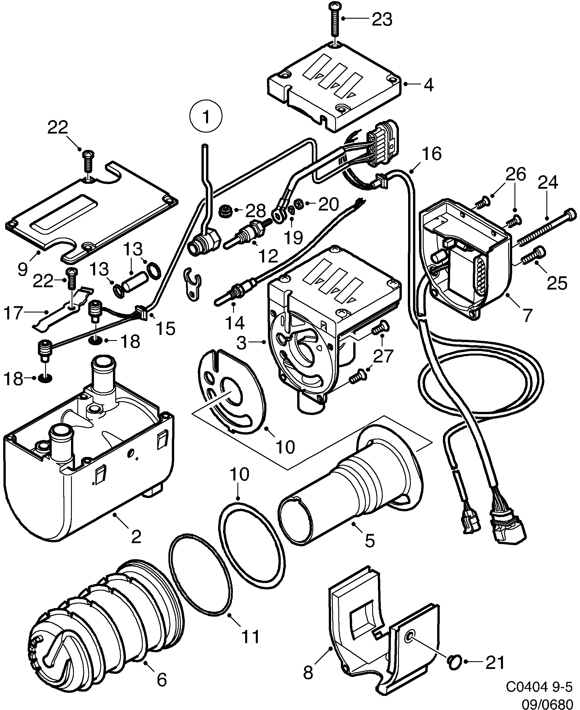 Saab 9-5 (9600) Climate control Heater diagram