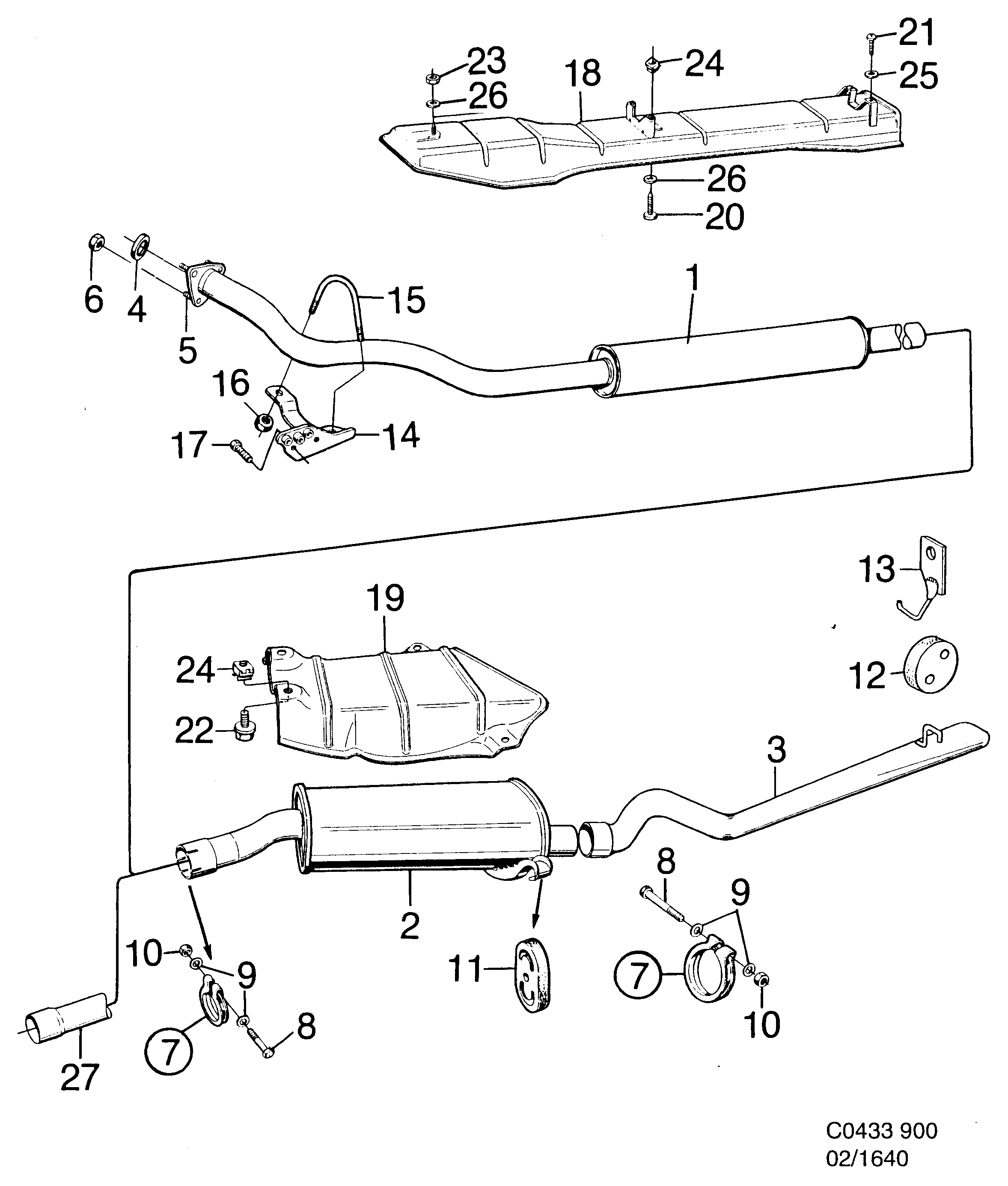 Saab 900 Exhaust system diagram