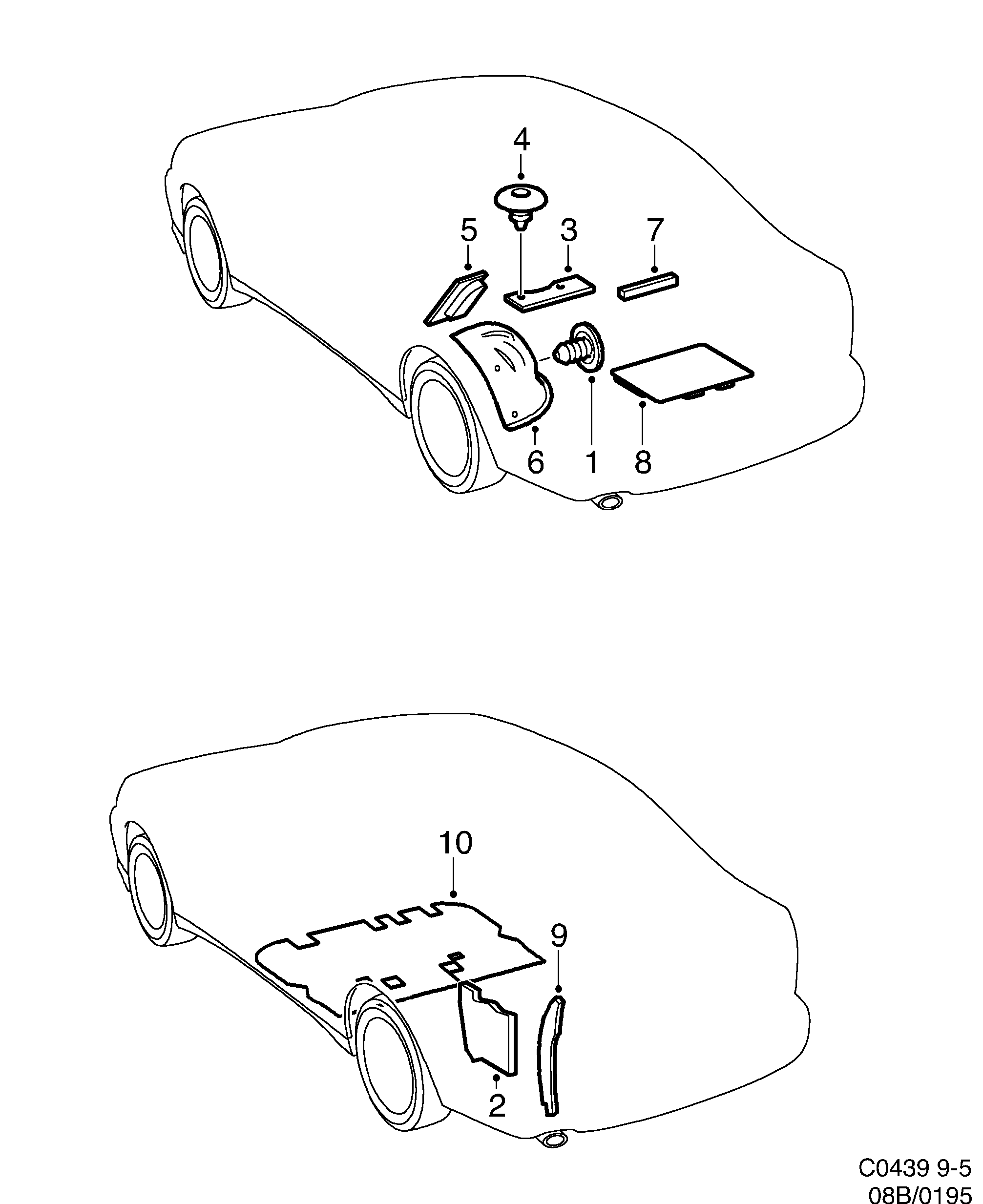 Saab 9-5 (9600) Insulation Rear diagram