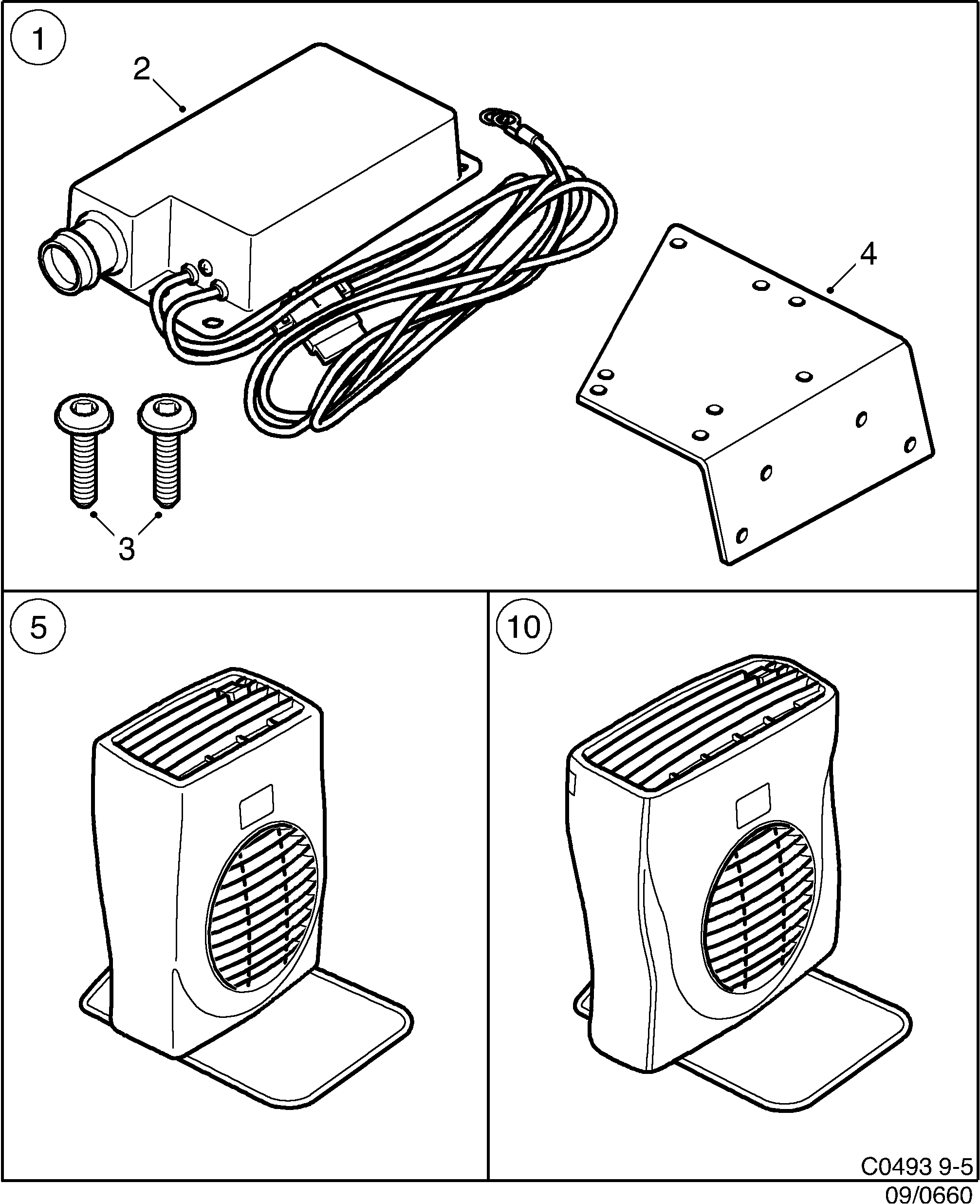 Saab 9-5 (9600) Climate control Compartment heater diagram