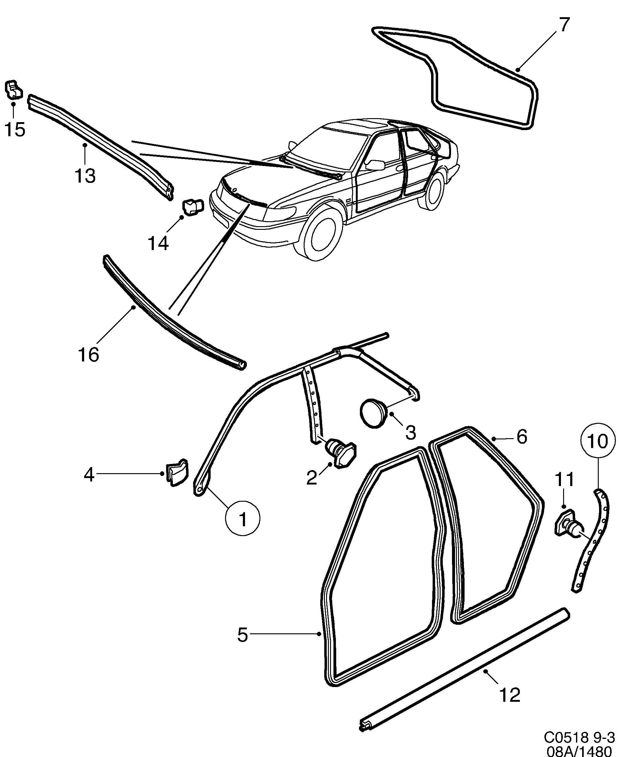 Saab 9-3 (9400) Other sealings diagram
