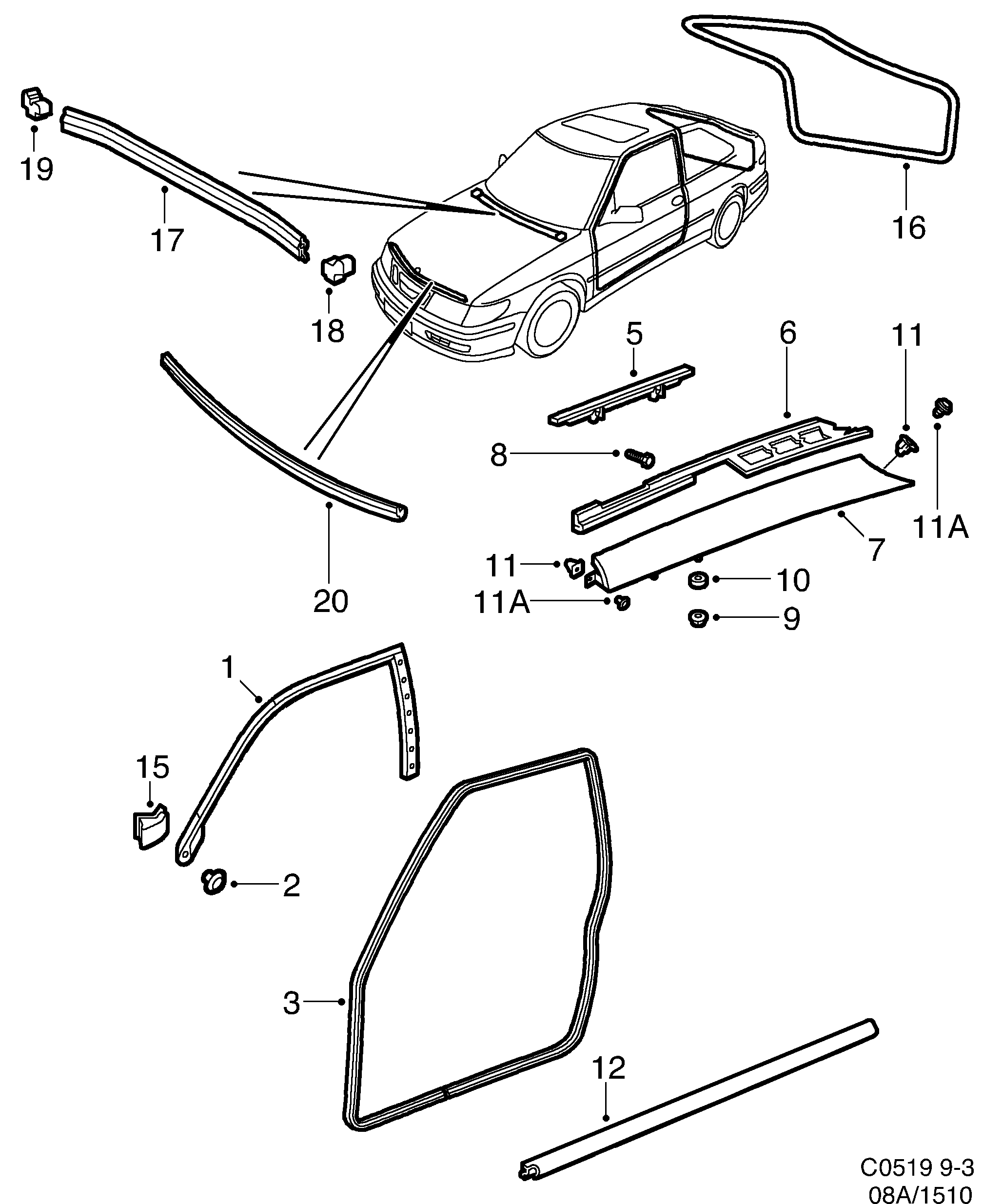 Saab 9-3 (9400) Other sealings diagram