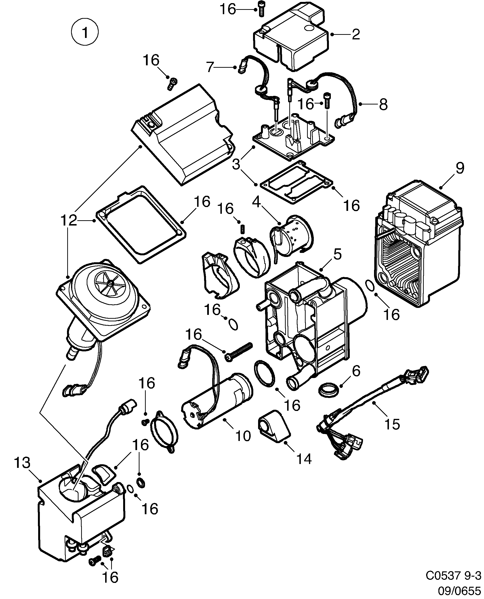 Saab 9-3 (9400) Climate control Heater diagram