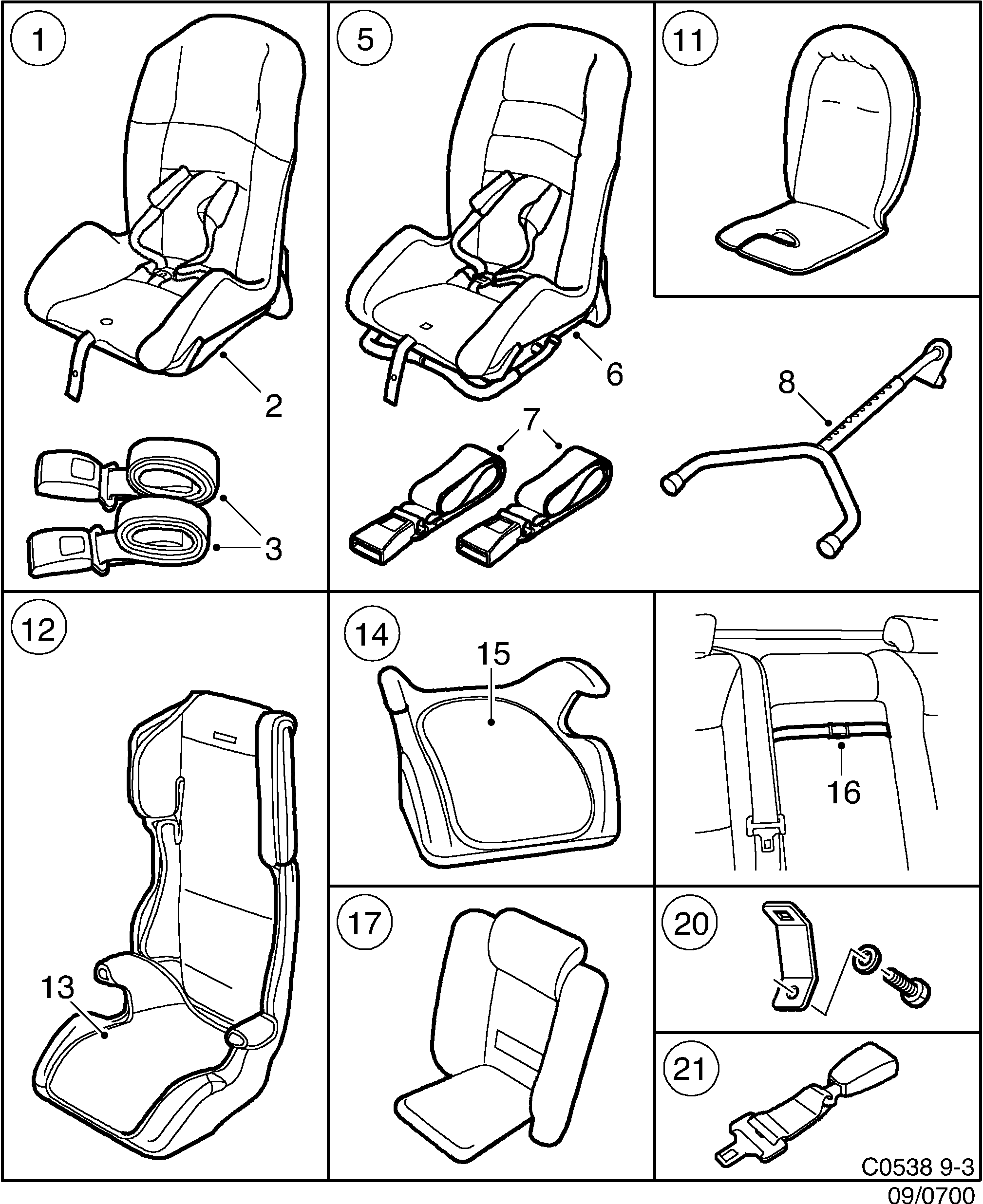 Saab 9-3 (9400) Safety diagram