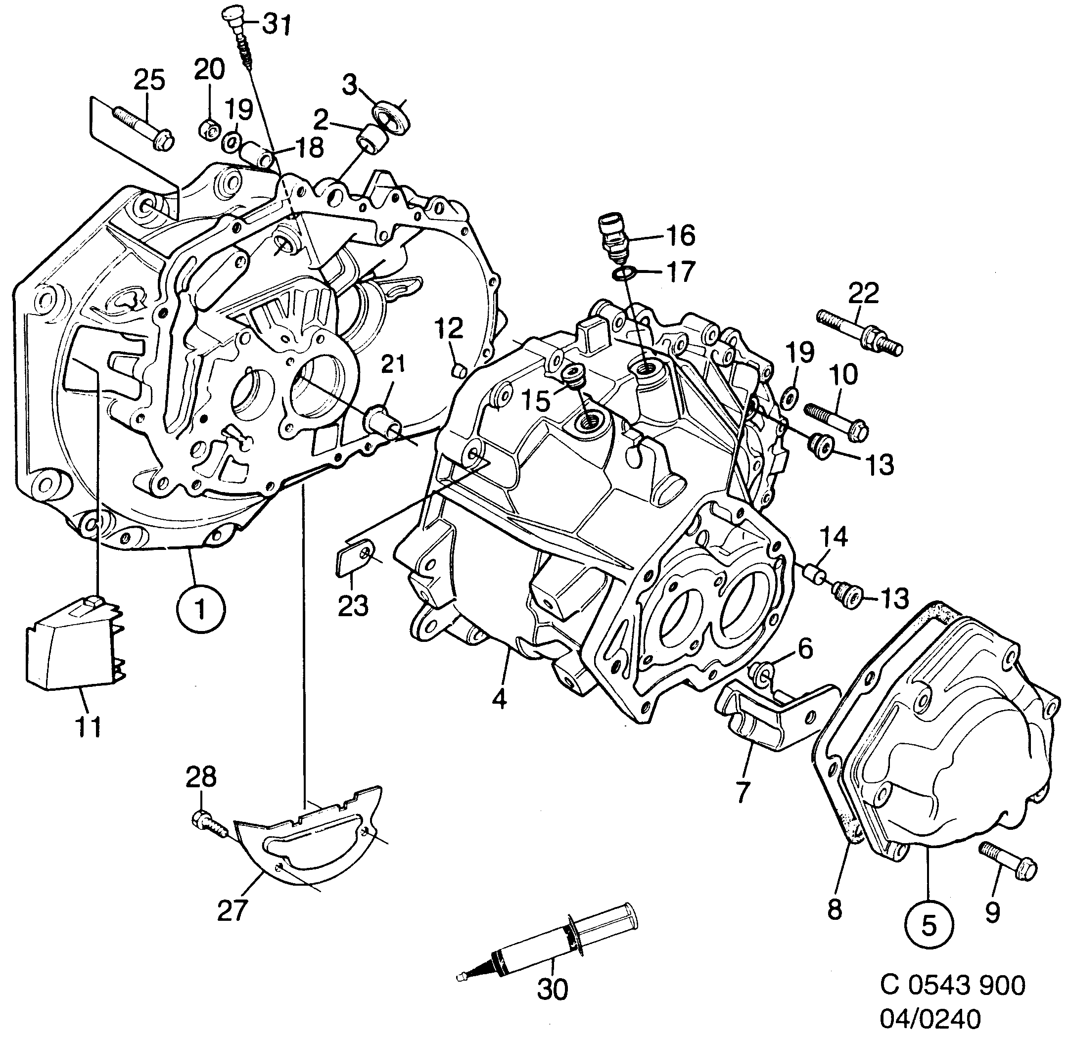 Saab 900 Gear box case diagram