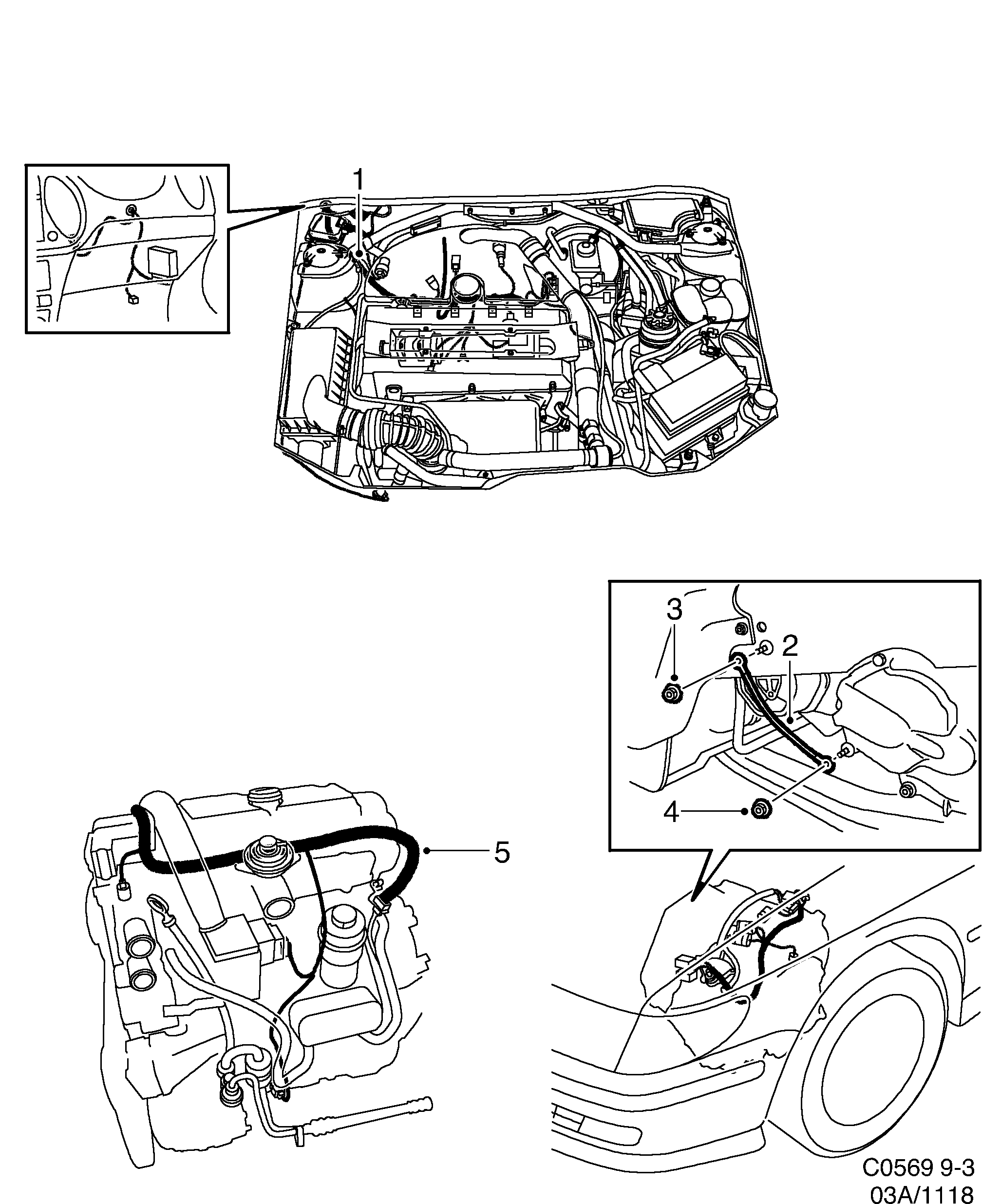 Saab 9-3 (9400) Motor, transmission diagram