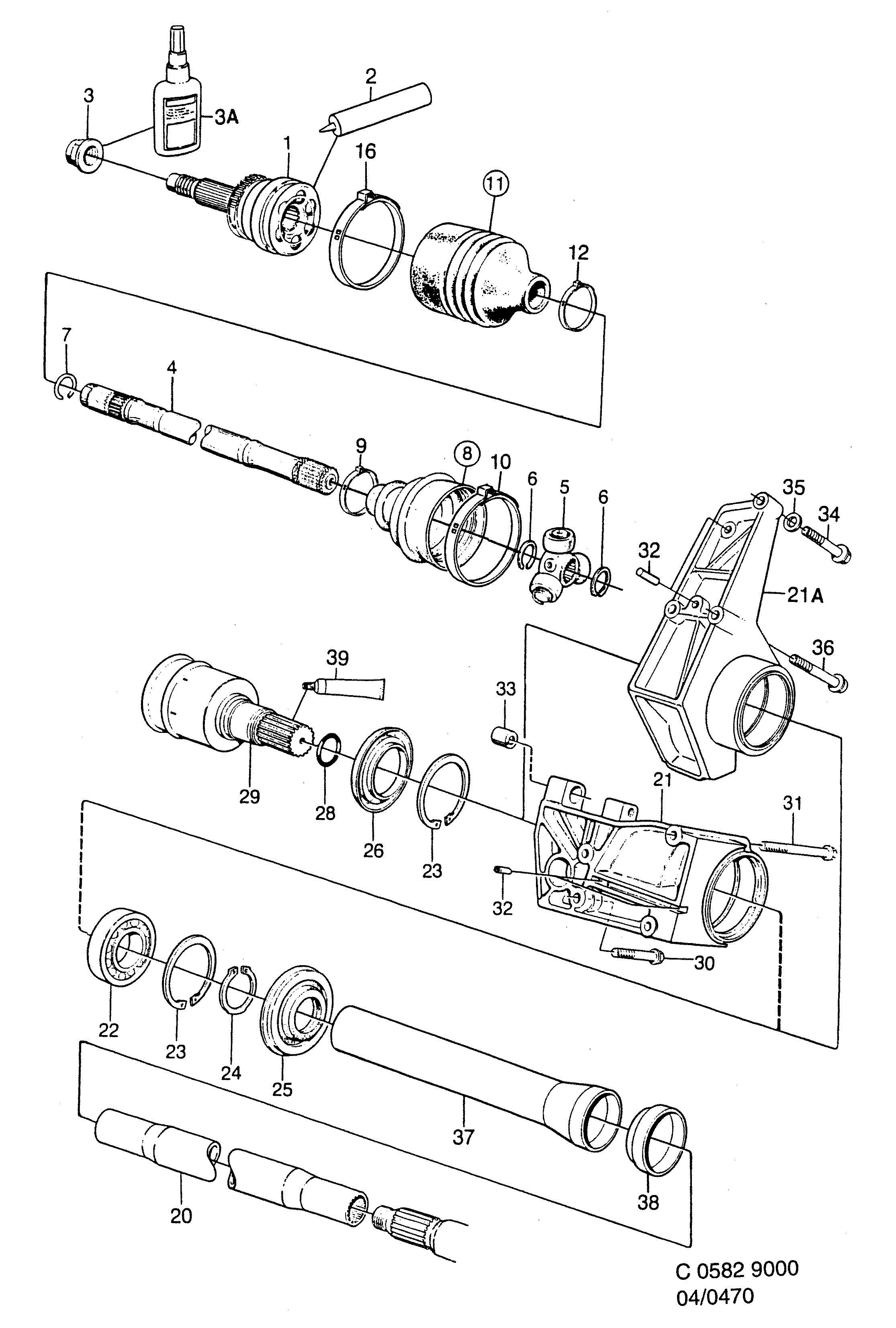 Saab 9000 Outer universal joint diagram