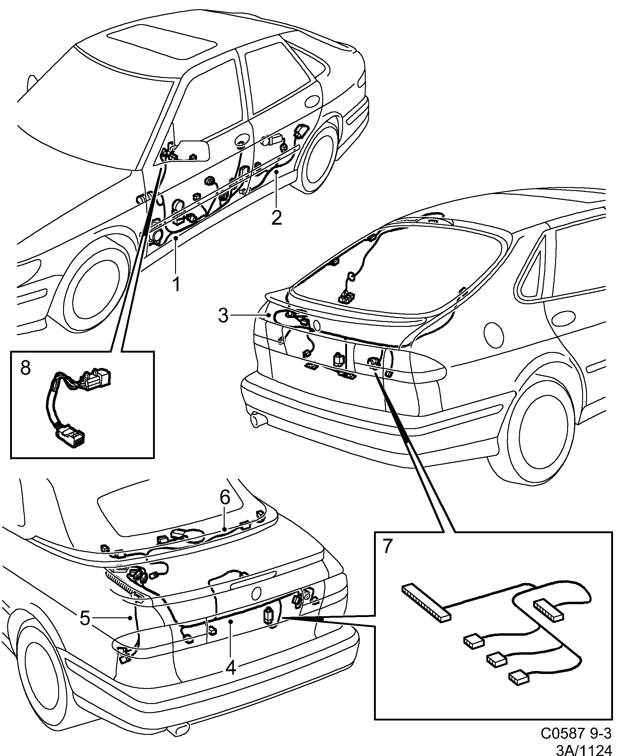 Saab 9-3 (9400) Doors diagram