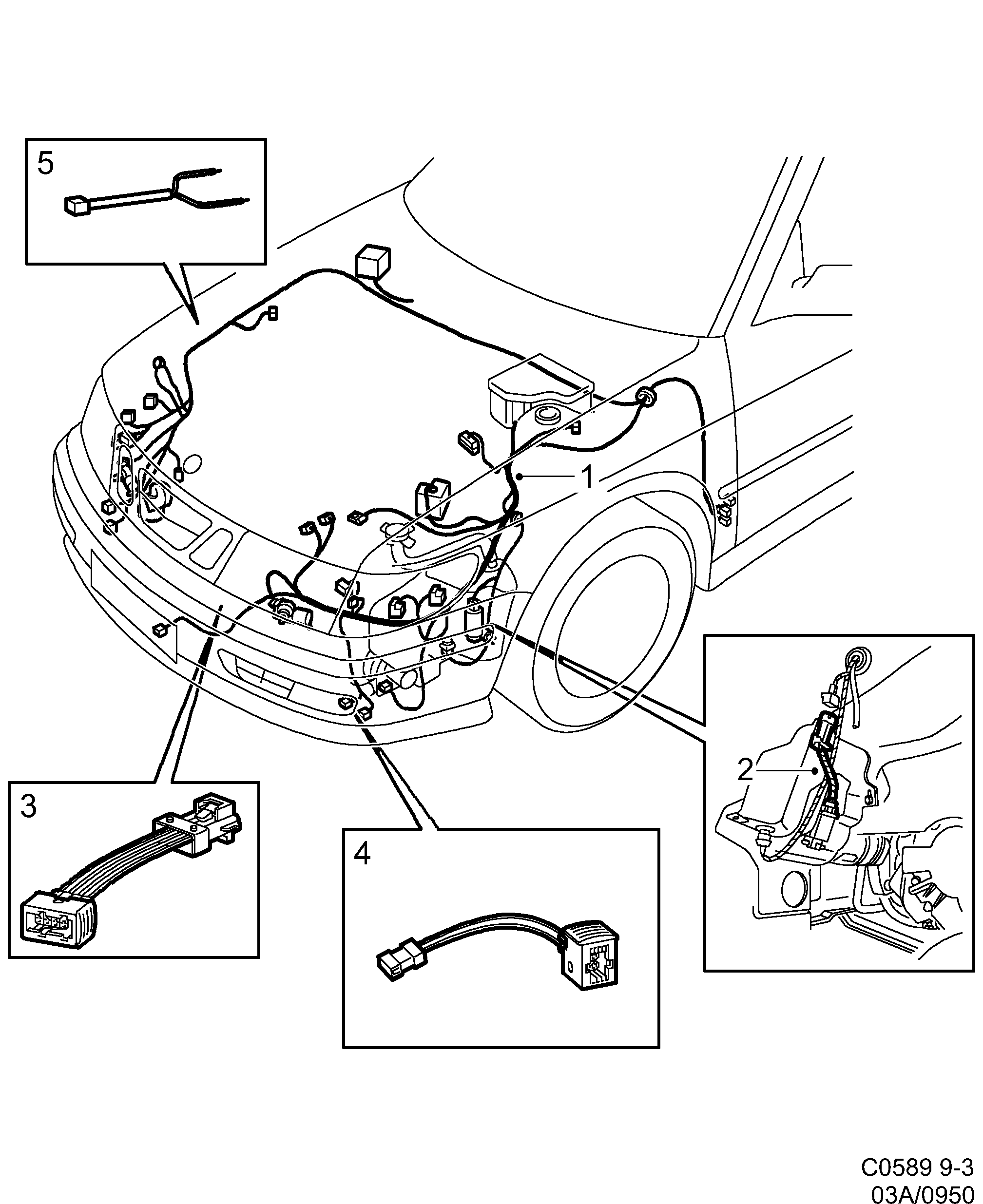 Saab 9-3 (9400) Front diagram