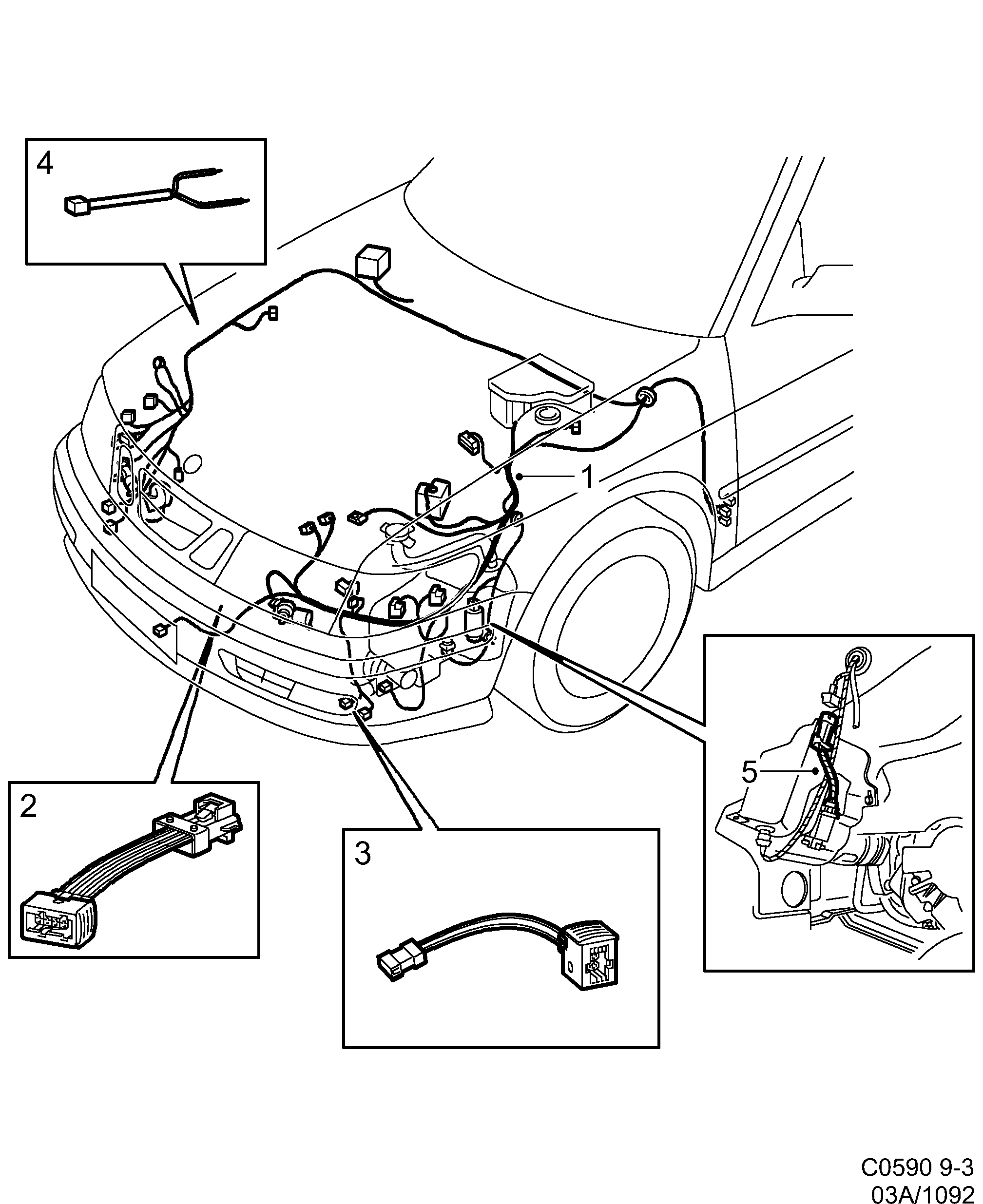 Saab 9-3 (9400) Front diagram