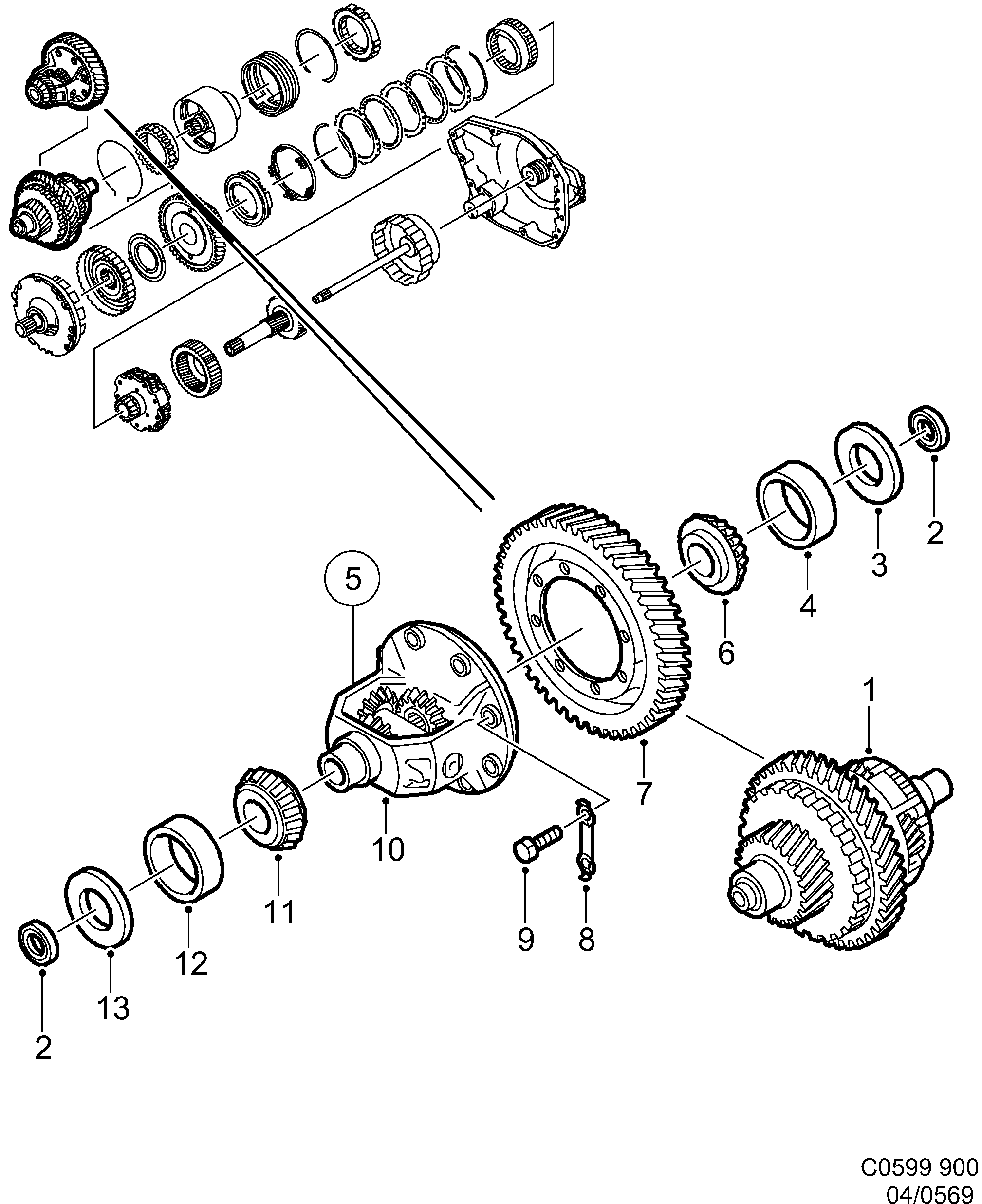 Saab 900 Differential diagram