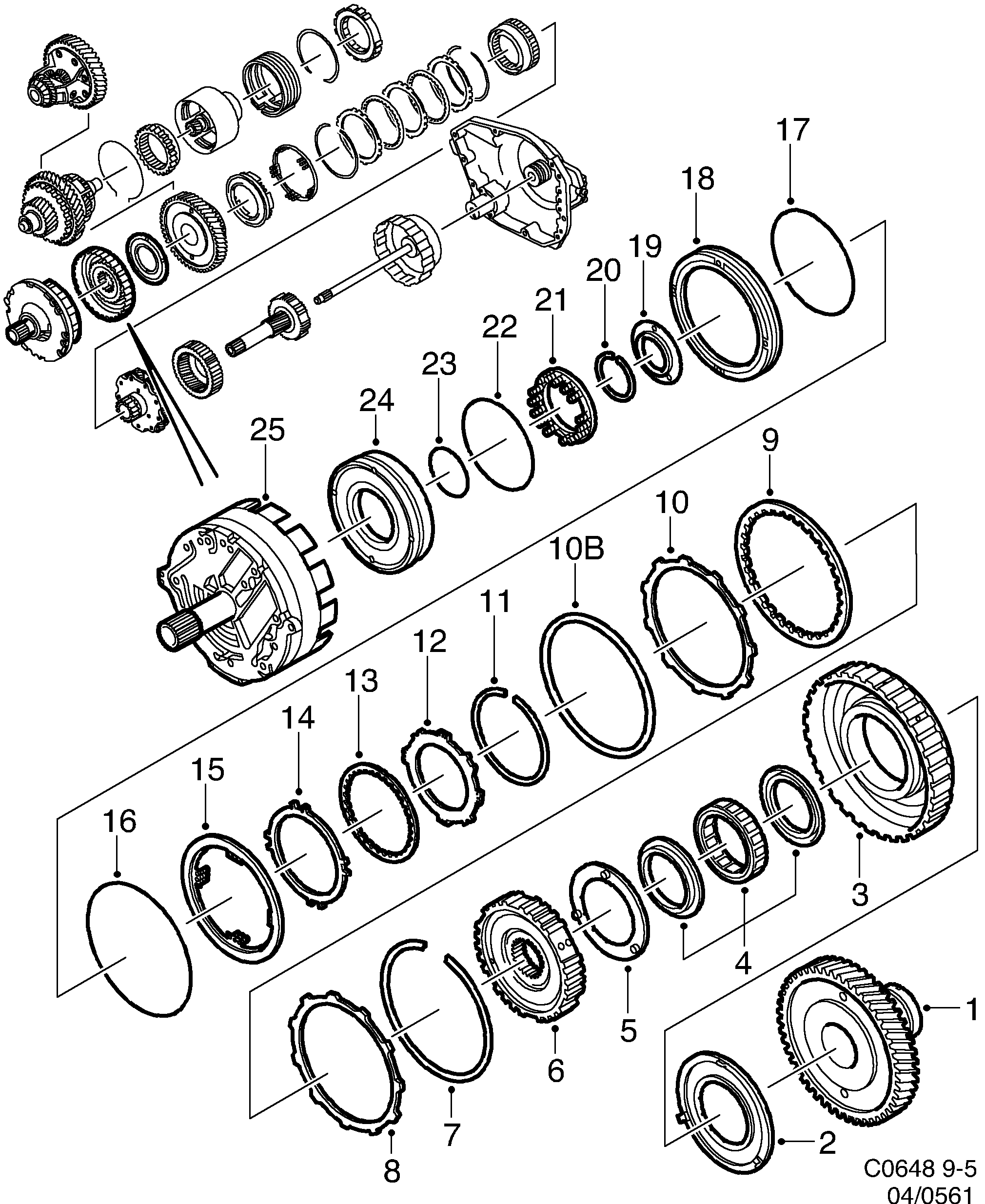 Saab 9-5 (9600) Freewheel F1 Brakes B1 and B2 diagram