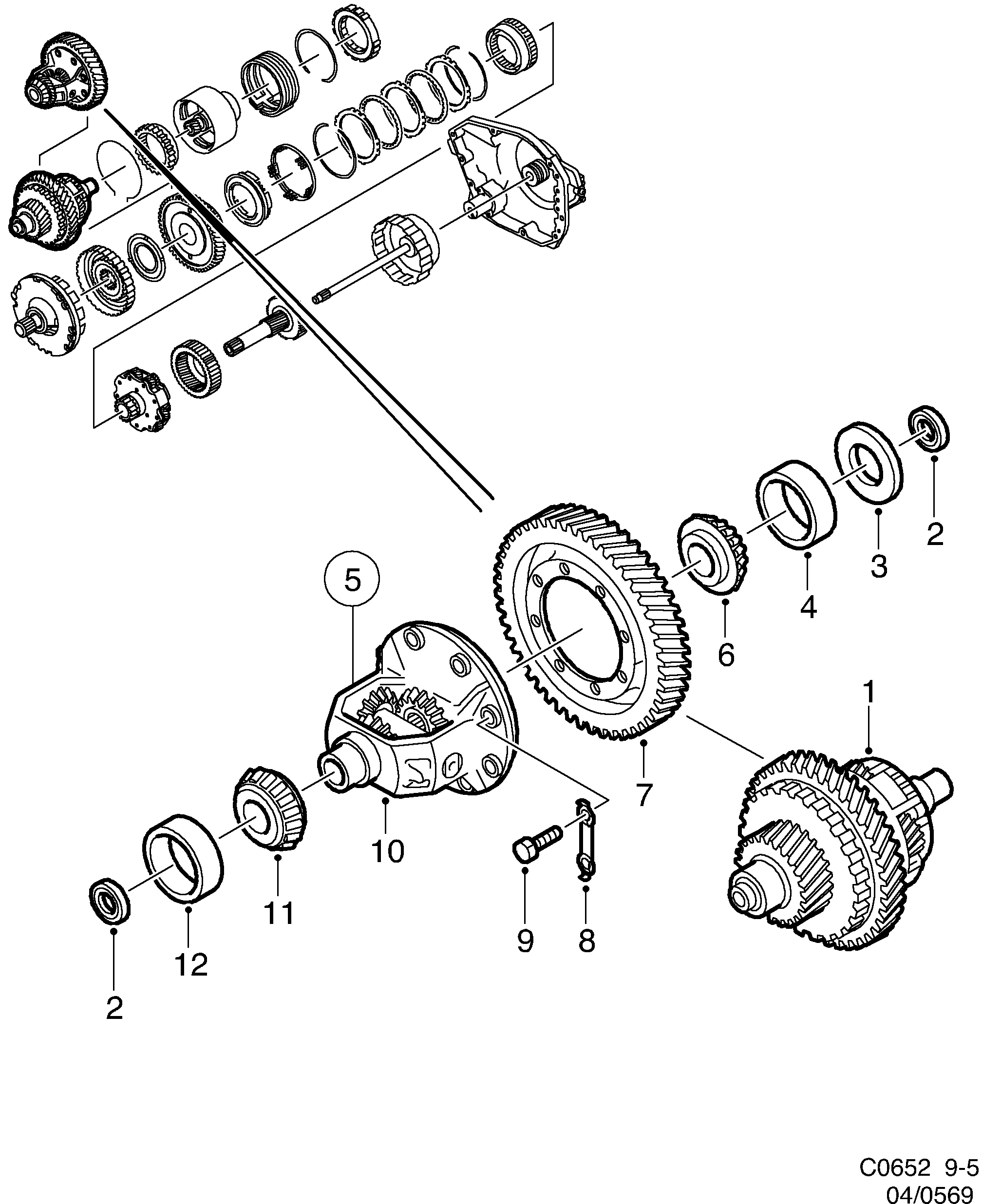 Saab 9-5 (9600) Differential diagram