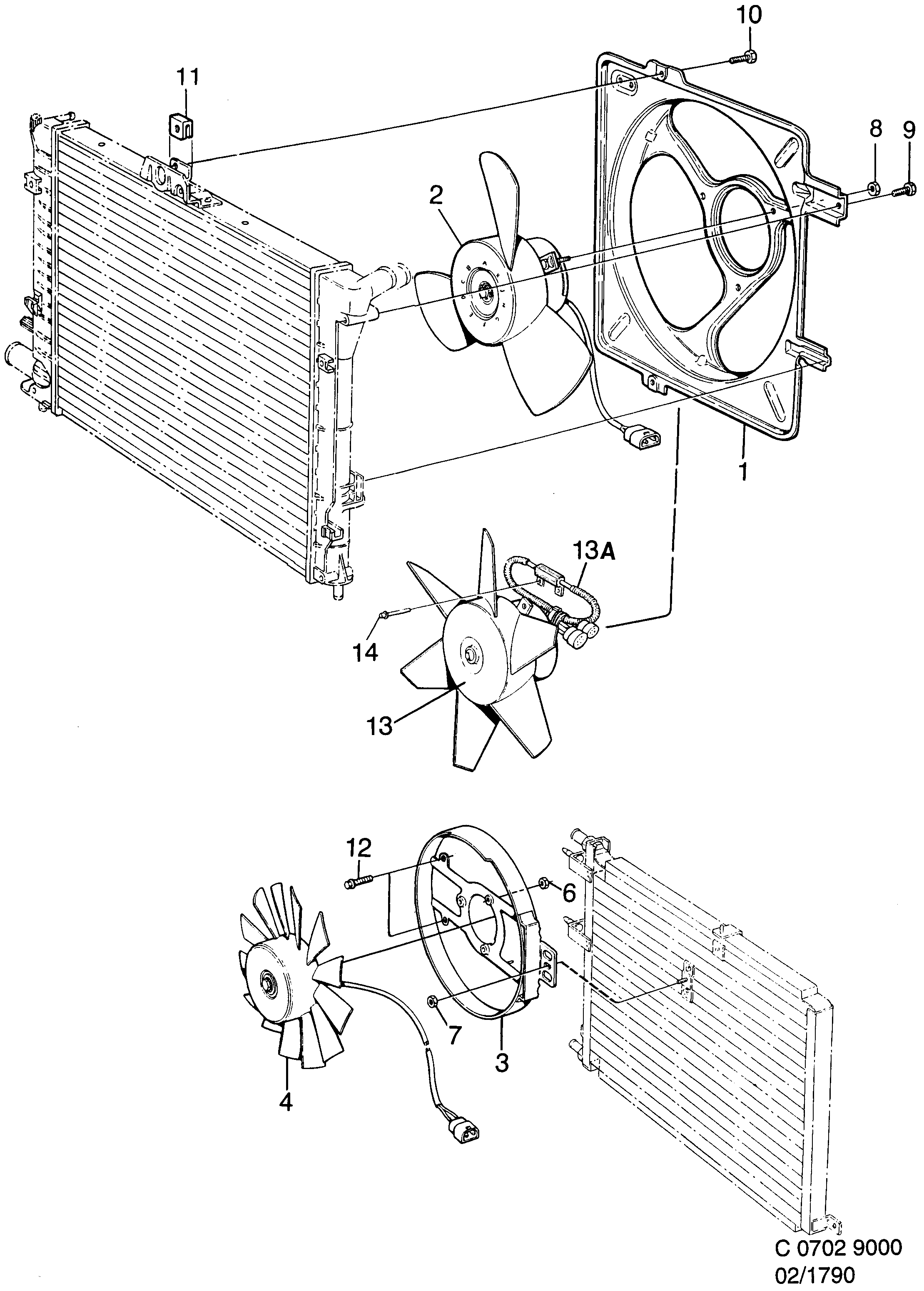Saab 9000 Fan, etc diagram