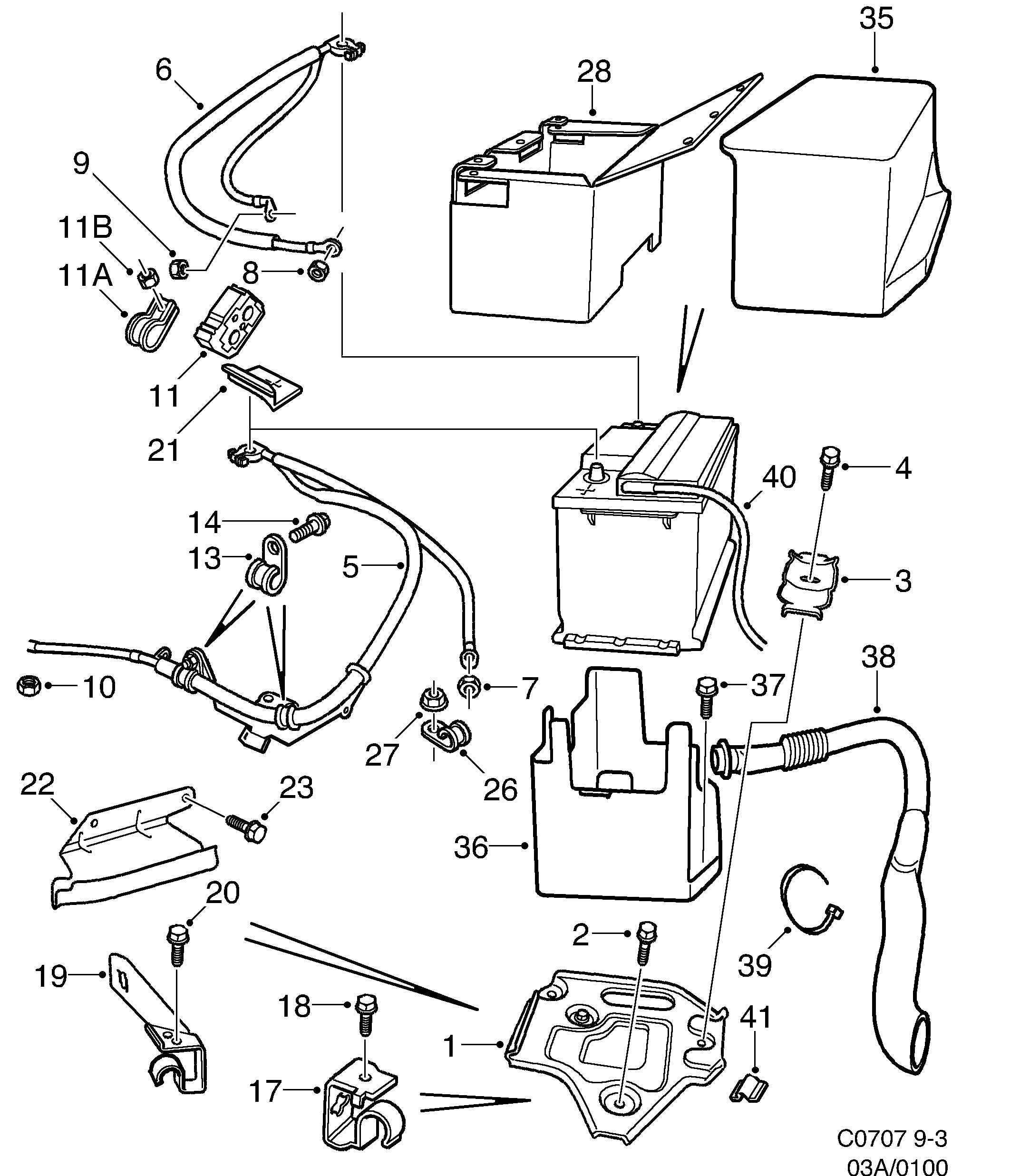 Saab 9-3 (9400) Battery diagram
