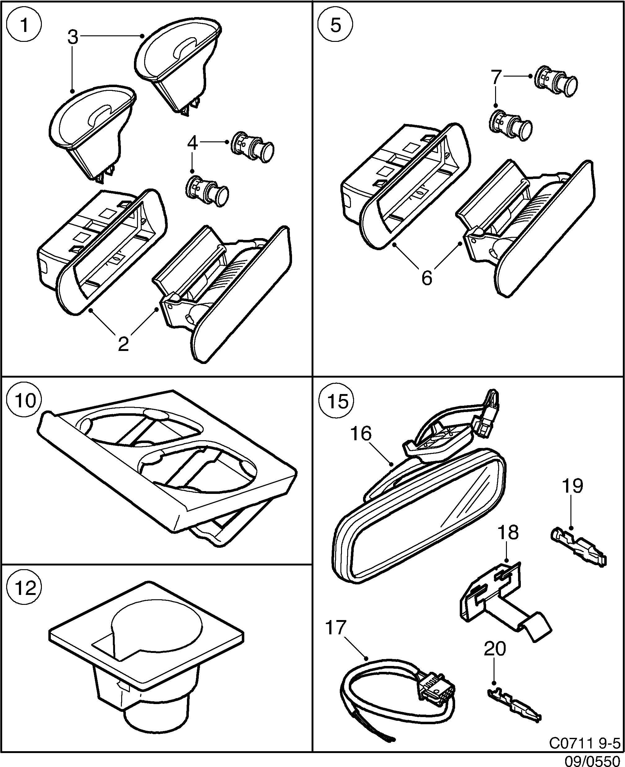 Saab 9-5 (9600) Other interior equipment diagram