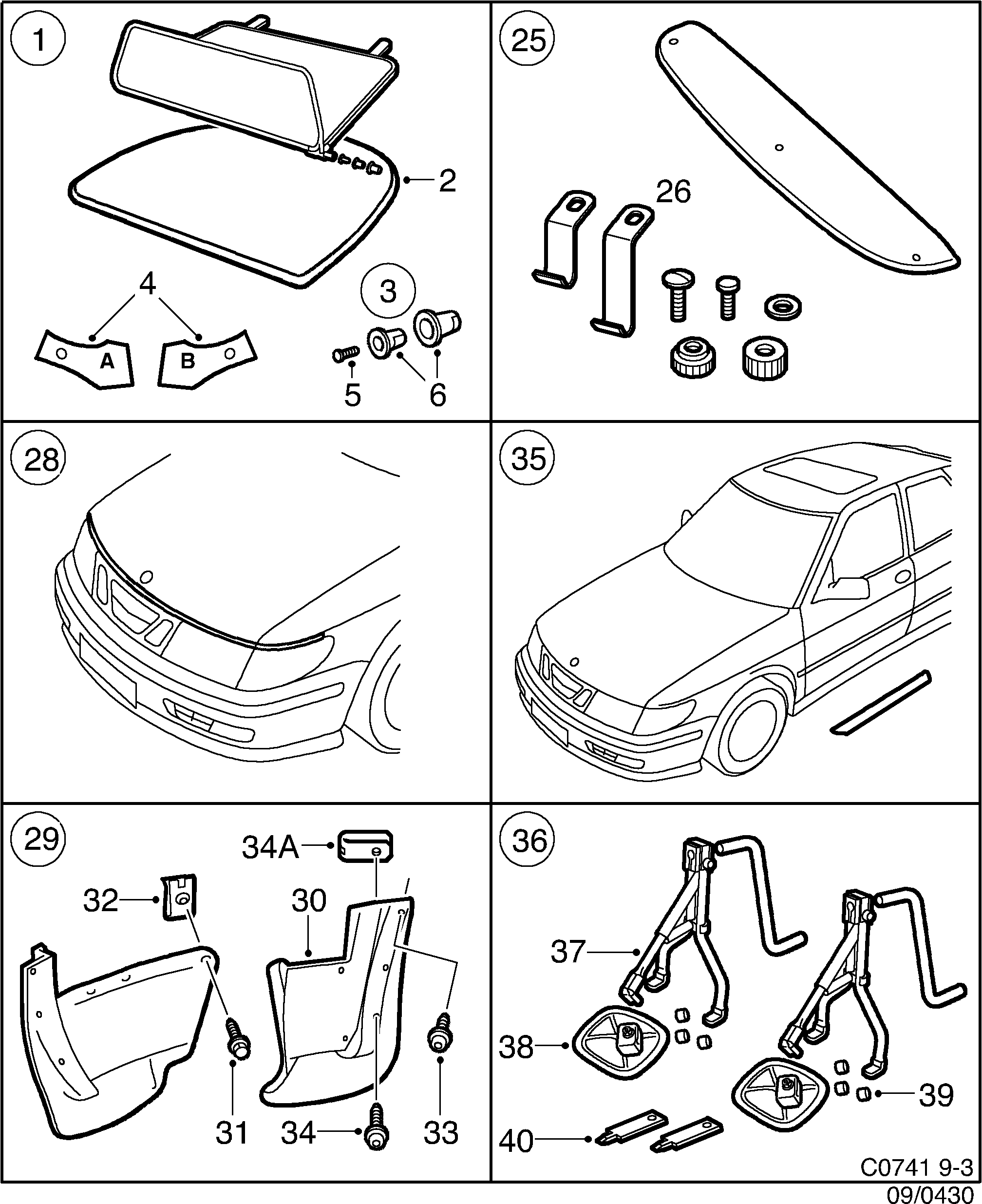 Saab 9-3 (9400) Exterior Wind deflector diagram