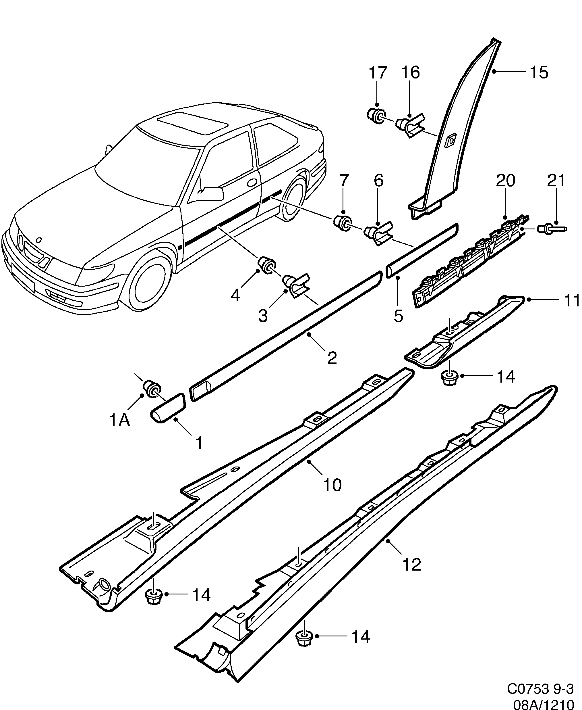 Saab 9-3 (9400) Decor diagram