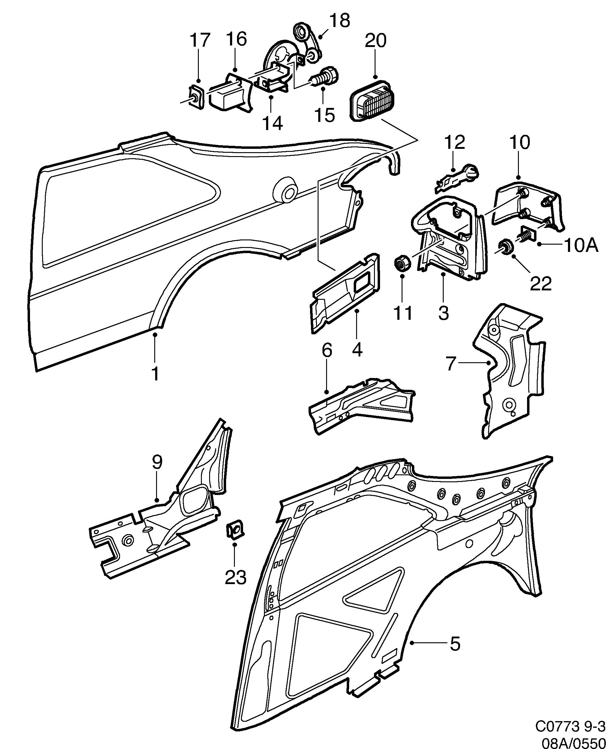Saab 9-3 (9400) Valance diagram
