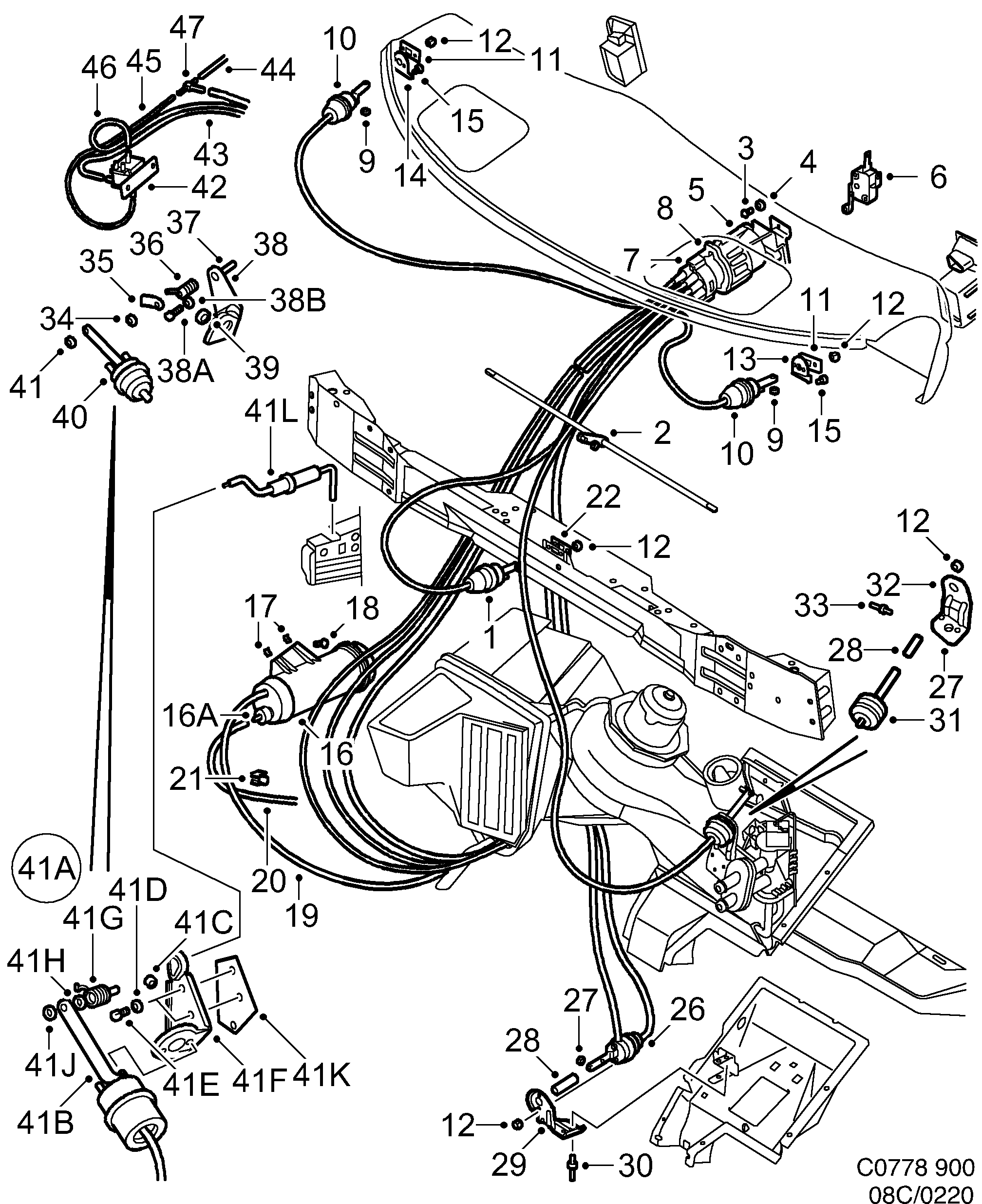 Saab 900 Vacuum system diagram