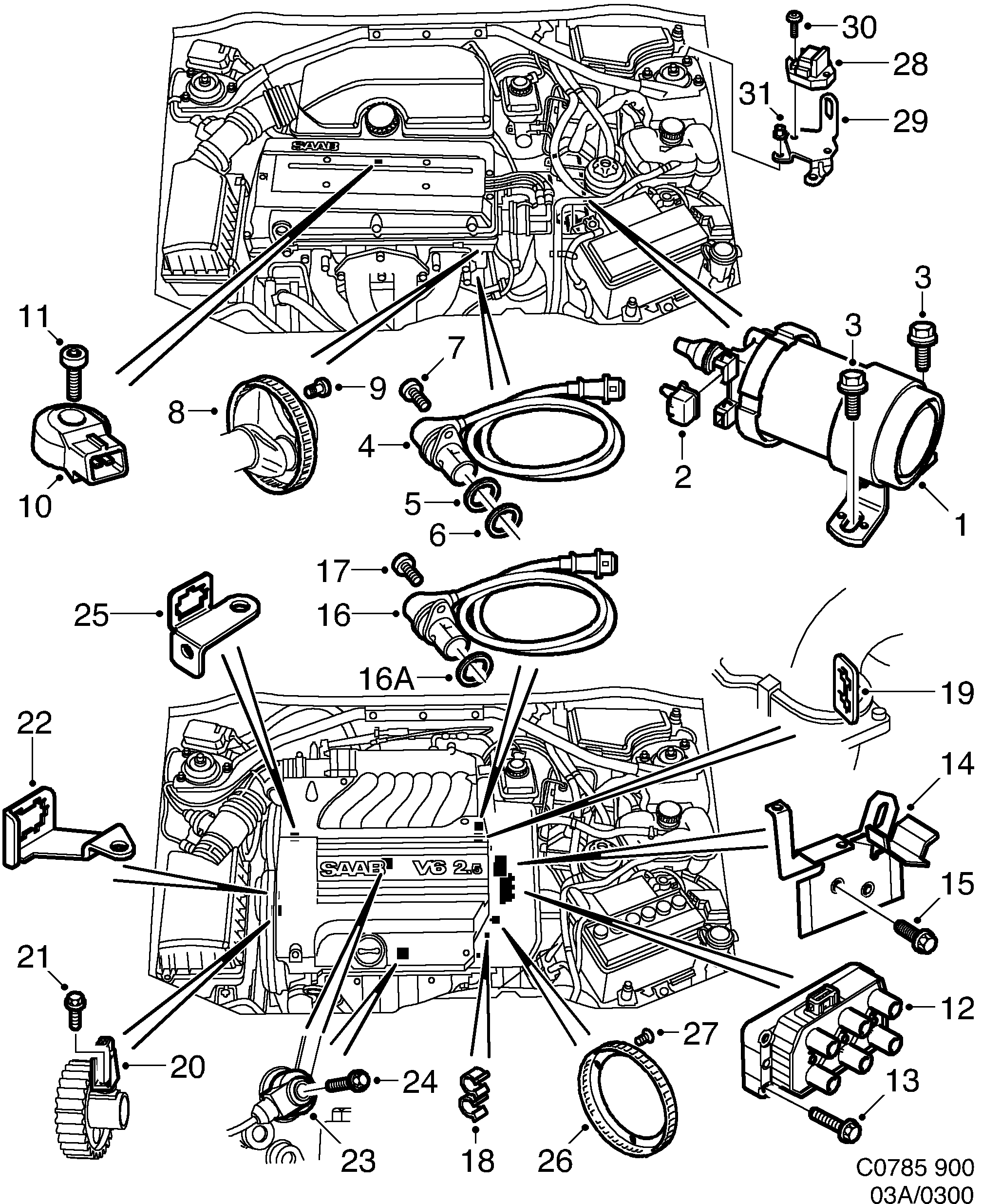 Saab 900 Motronic diagram
