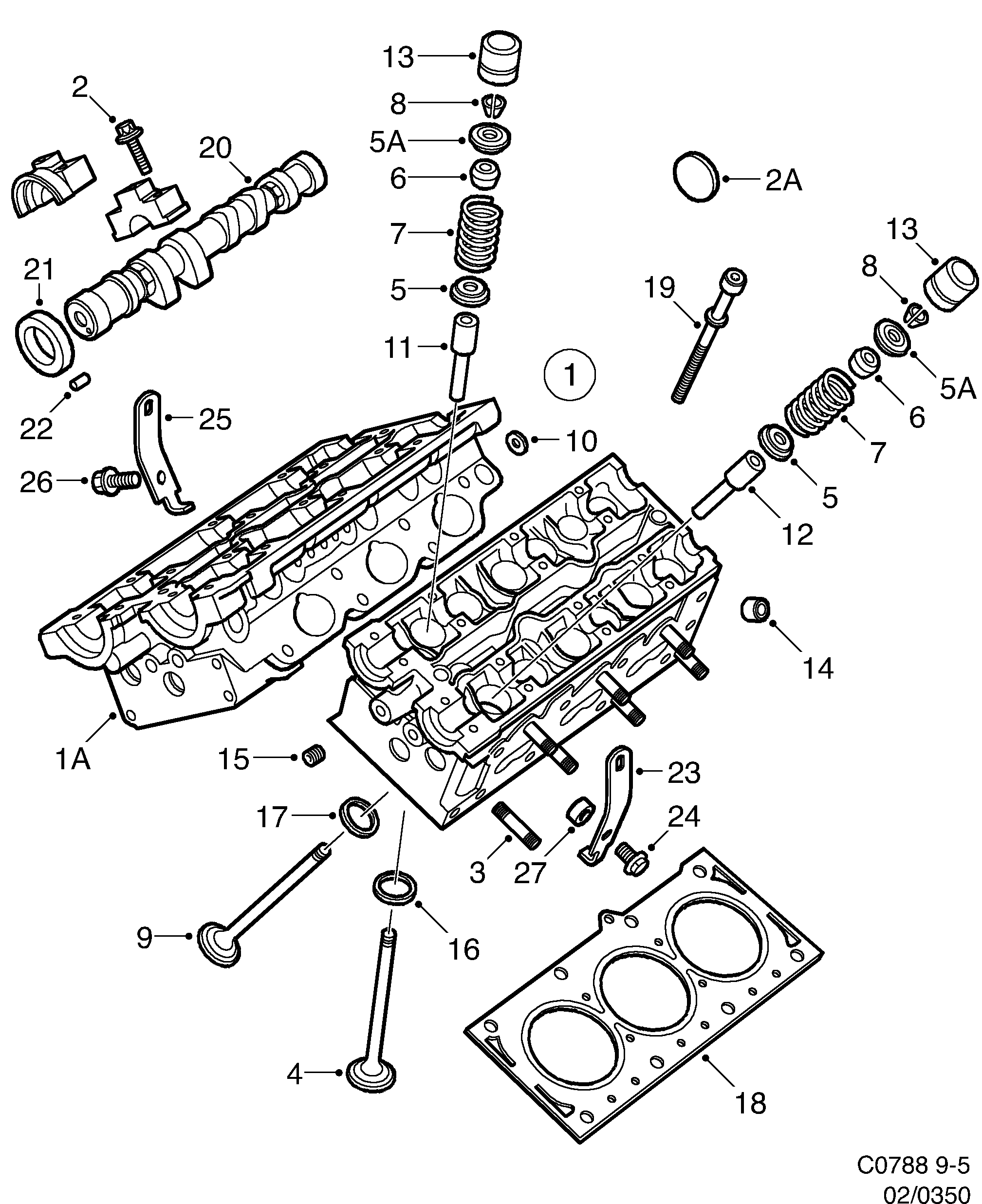 Saab 9-5 (9600) Cylinder head diagram