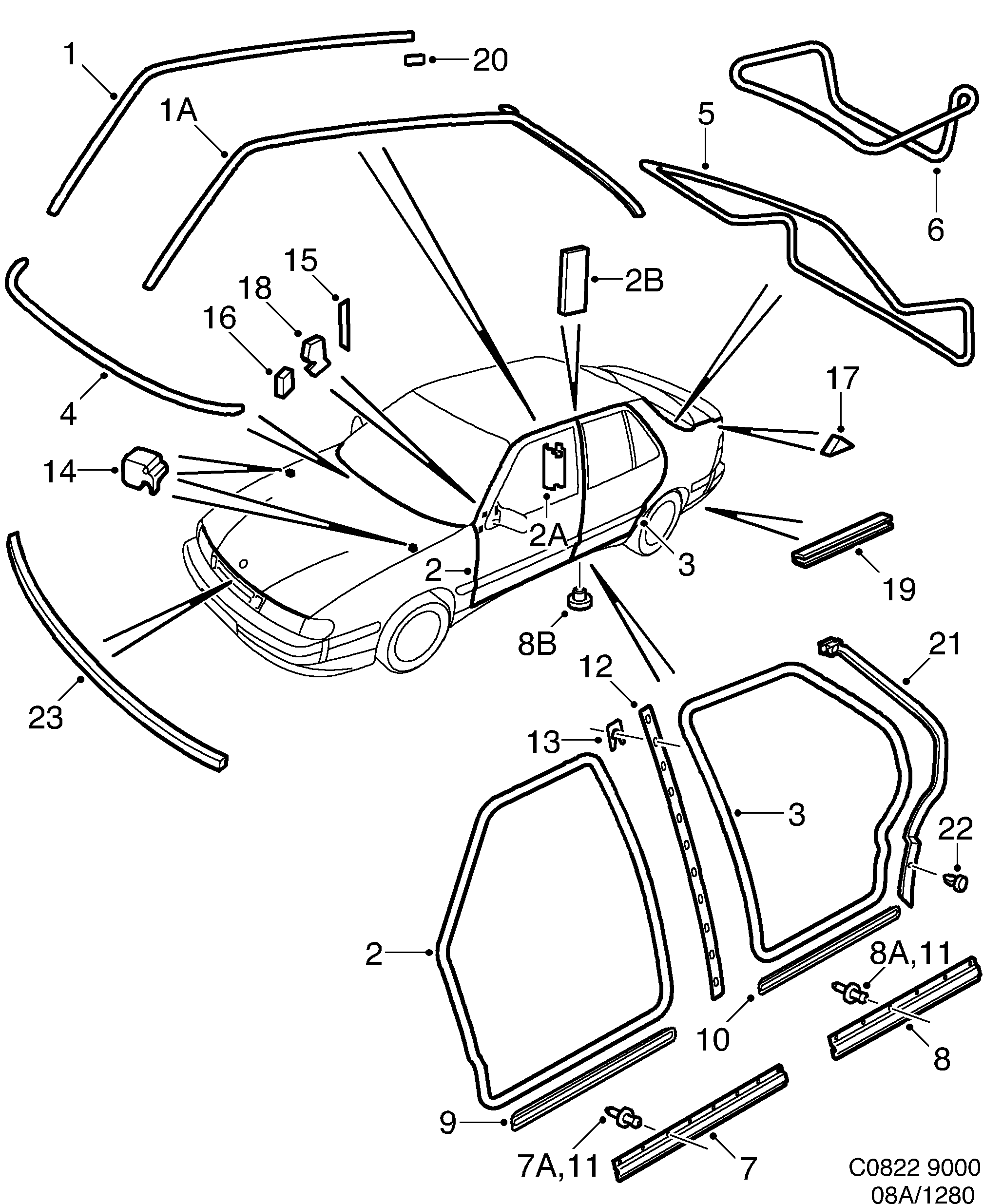 Saab 9000 Other sealings diagram