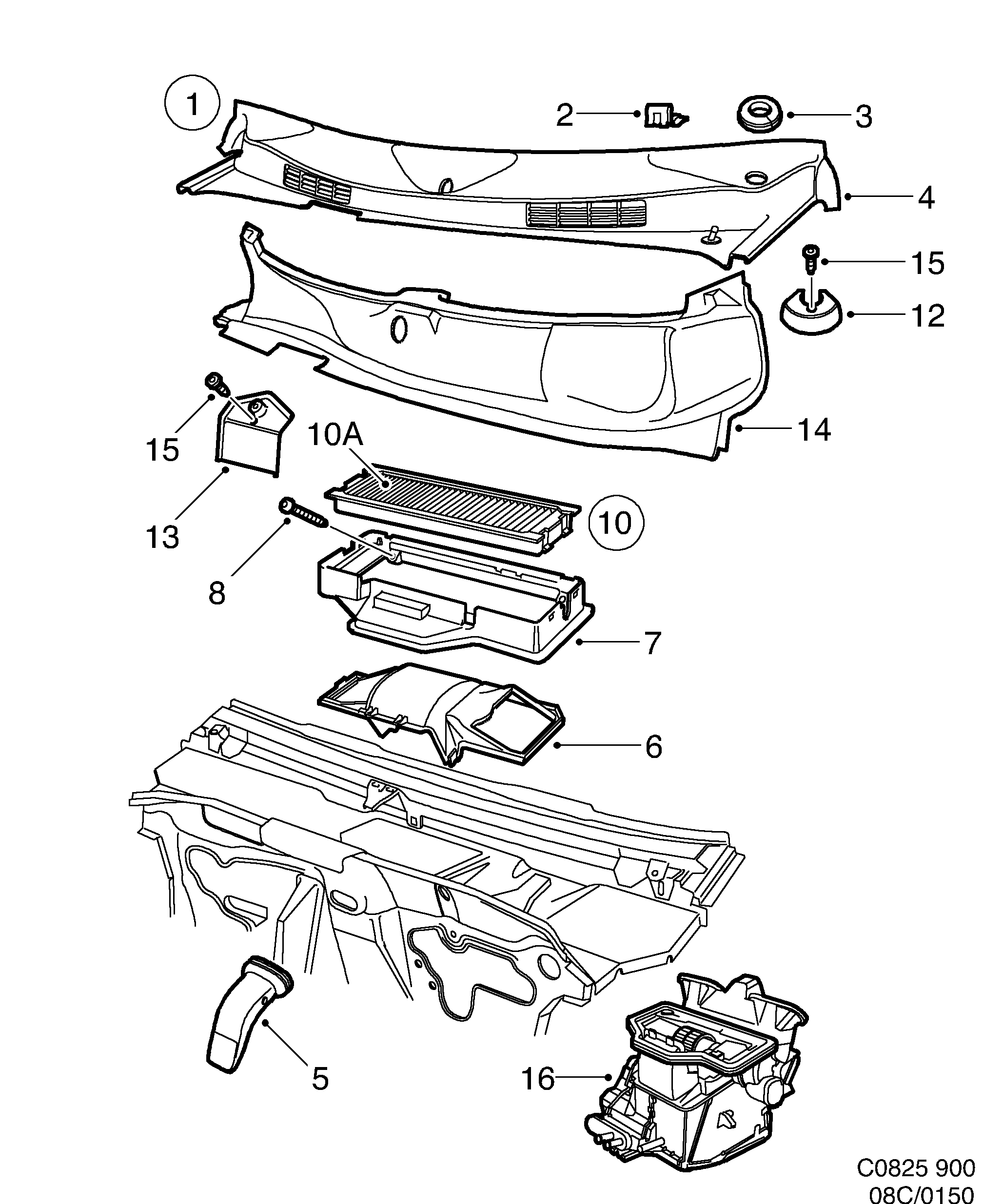 Saab 900 Air inlet, compartment diagram